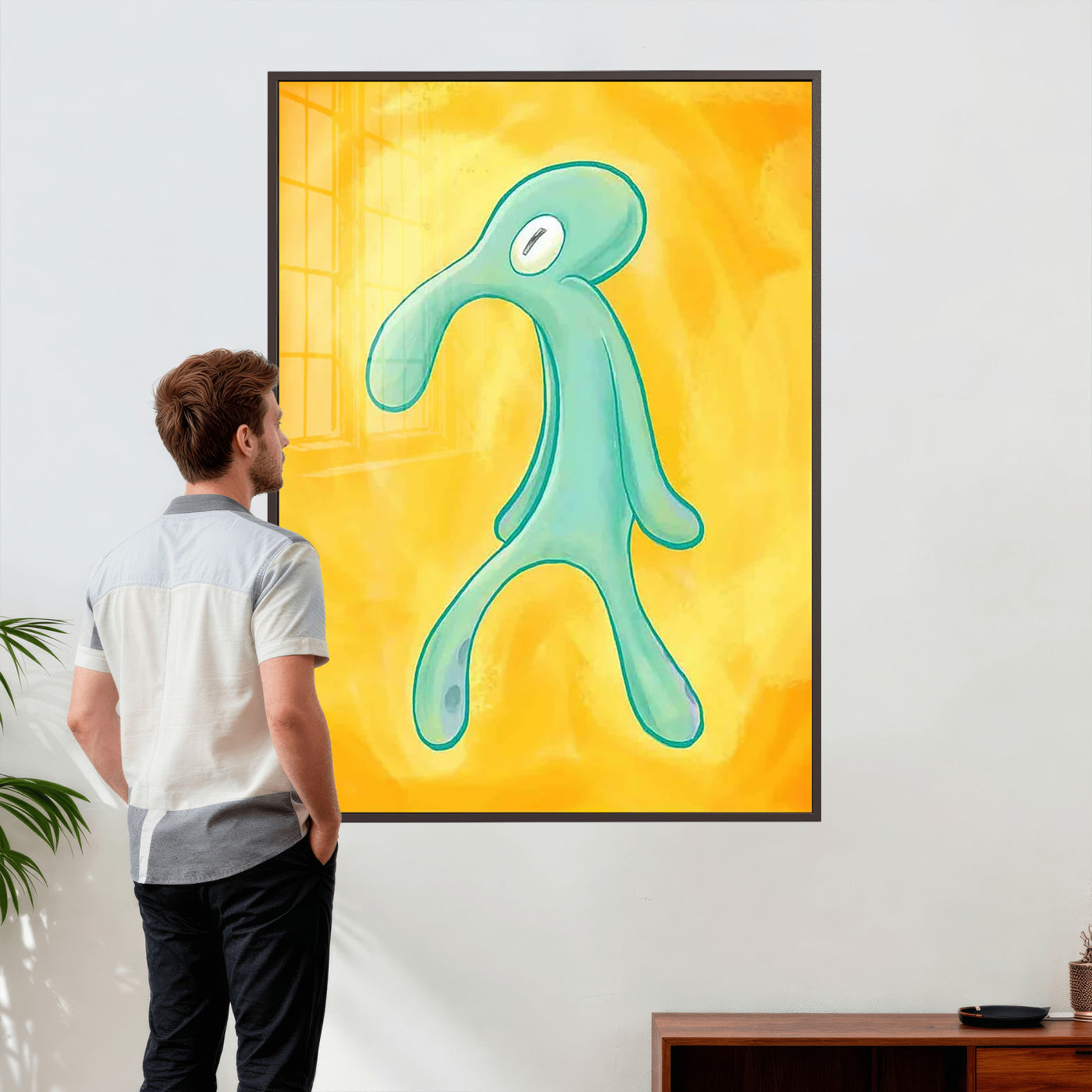 16453603-MGV-CV-24X36 - Squidward Tentacles Wall Art Canvas Print – Bold and Brash Style Artwork Print for Living Room, Office, and Creative Decor