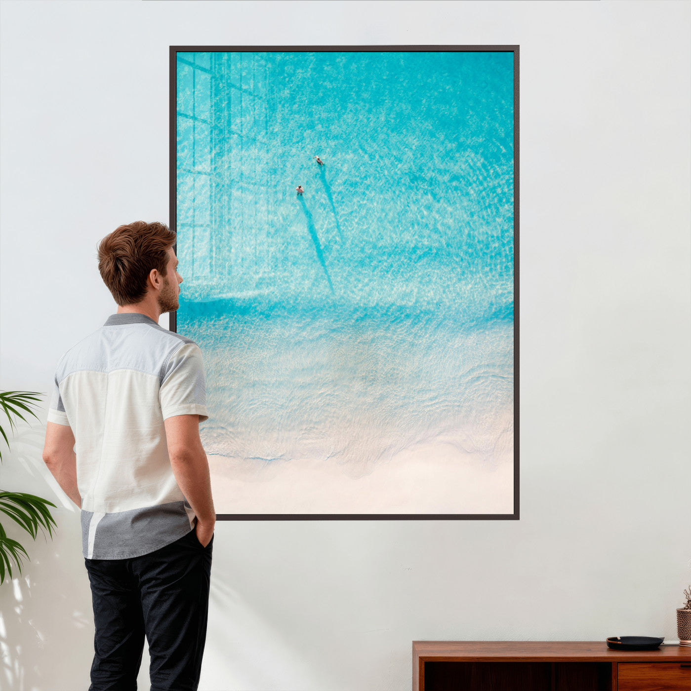 10632757-MGV-CV-24X36 - Aerial Turquoise Beach Wall Art Canvas Print – Minimal Coastal Ocean Photography Artwork Print for Living Room, Bedroom, and Modern Home Decor