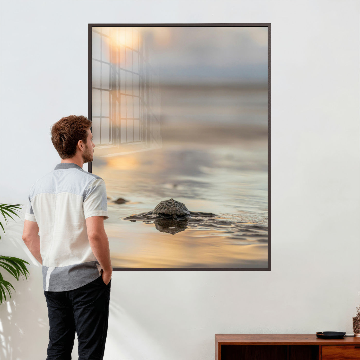 88625581-MGV-CV-24X36 - Sea Turtle Hatchling Wall Art Canvas Print – Soft Coastal Wildlife Photography Artwork Print for Living Room, Bedroom, and Beach House Decor