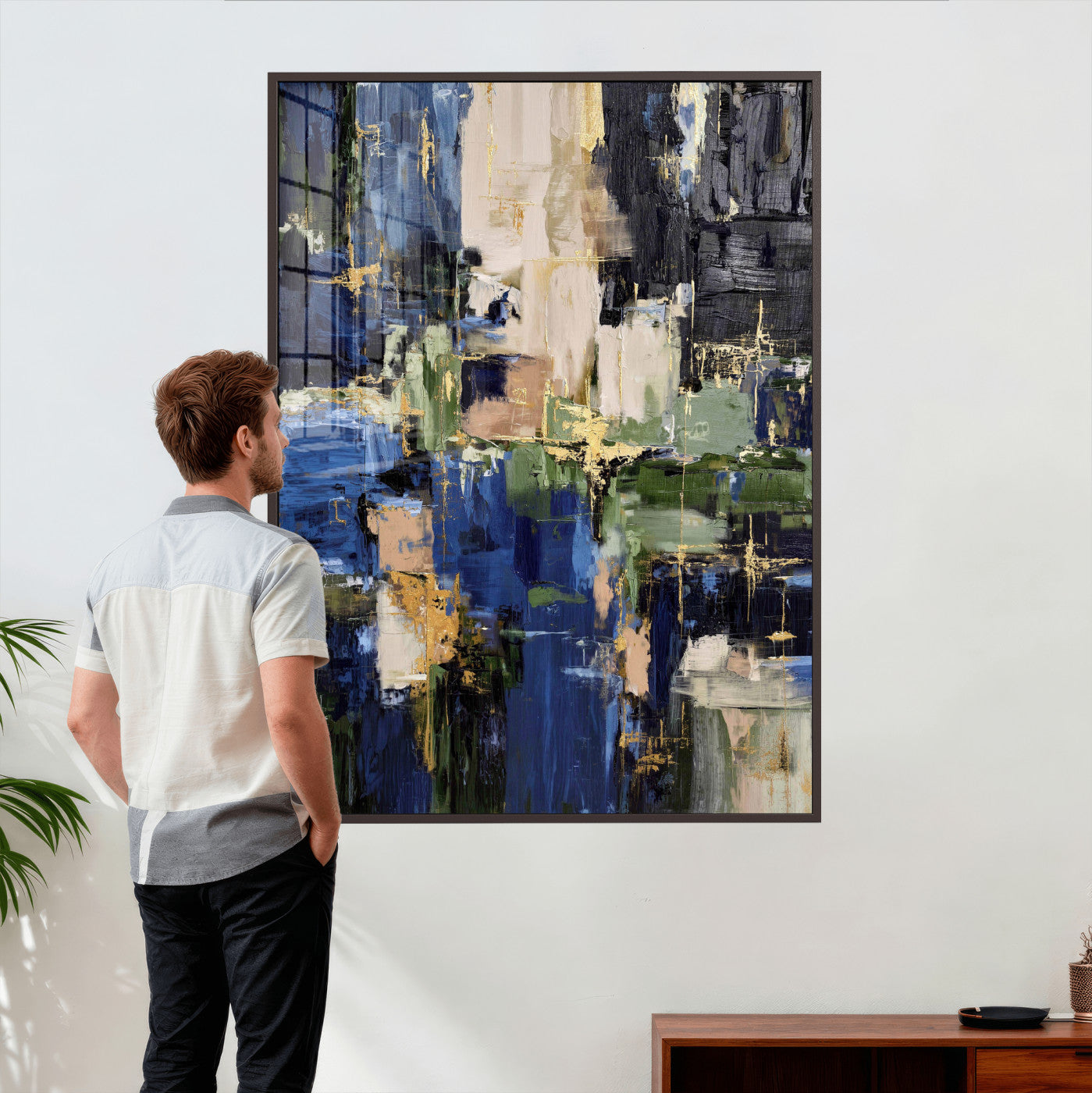 69517274-MGV-CV-24X36 - Abstract Dark Blue Wall Art Canvas Print