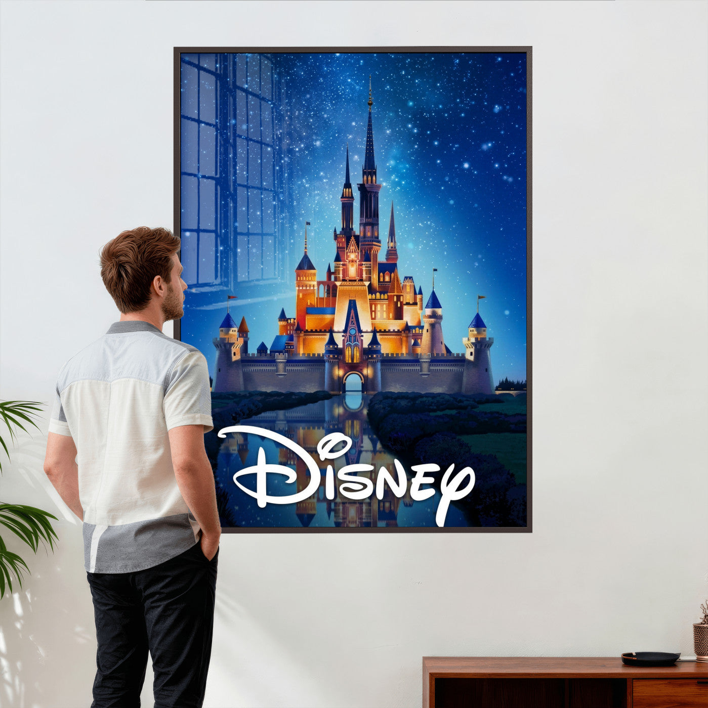 79435DS-MGV-CV-24X36 - Disney Castle Wall Art – Framed Magic Kingdom Canvas Artwork, Fairytale Design, Kids Room Fantasy Decor for Home, Office