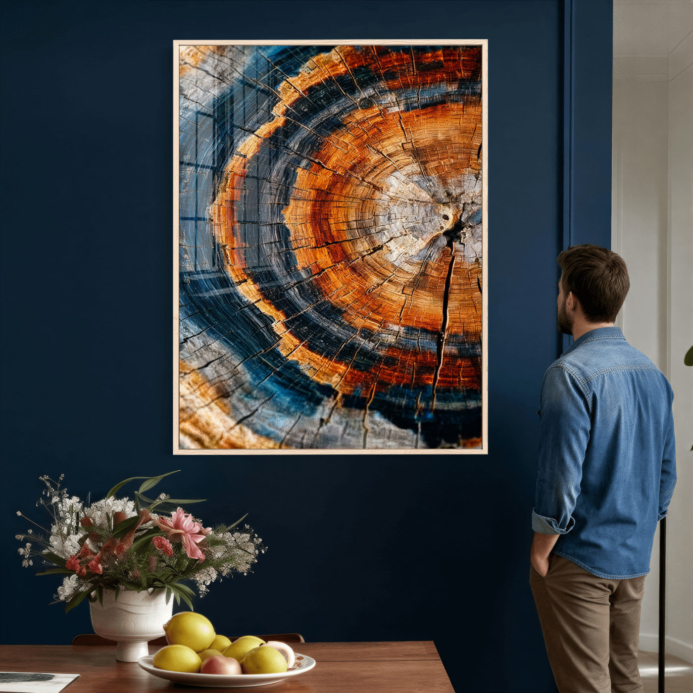92693966C-MGV-CV-24X36 - Abstract Wood Grain Canvas Print, Tree Ring Pattern Wall Art, Framed Canvas Ready to Hang