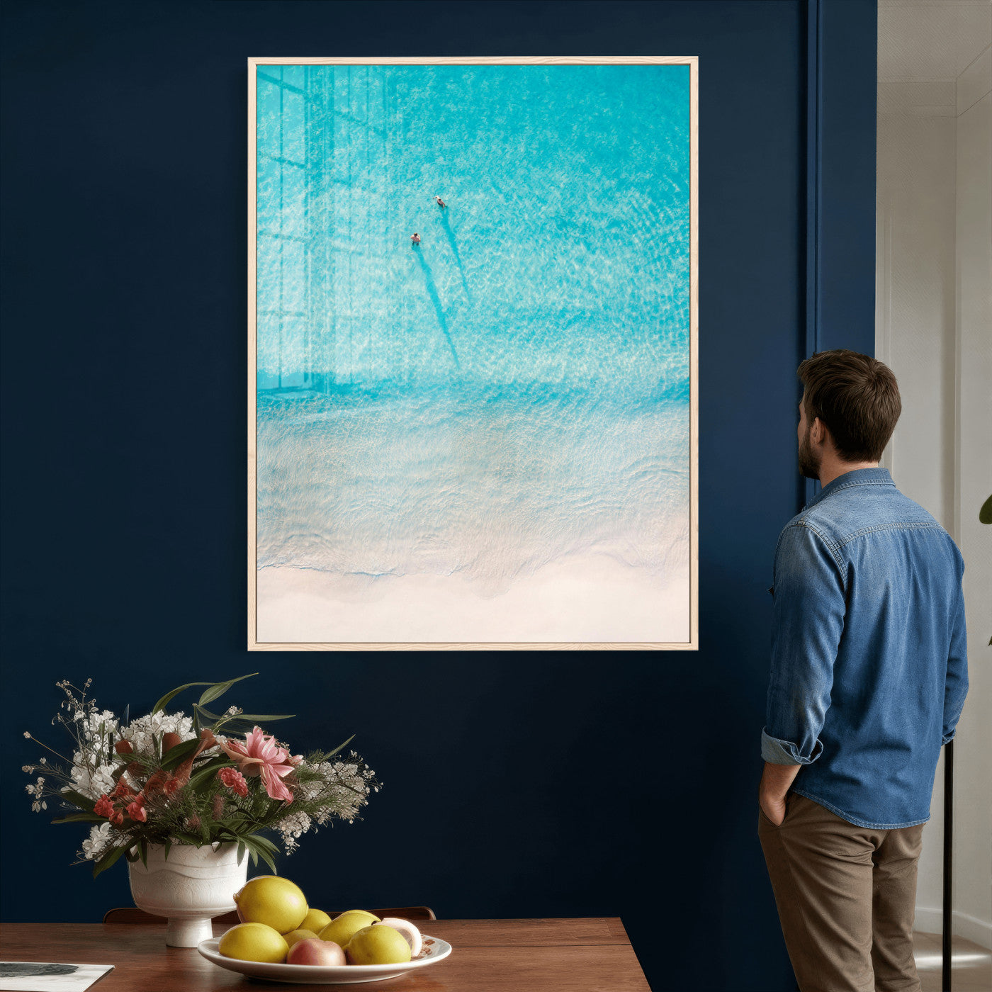 10632757-MGV-CV-24X36 - Aerial Turquoise Beach Wall Art Canvas Print – Minimal Coastal Ocean Photography Artwork Print for Living Room, Bedroom, and Modern Home Decor