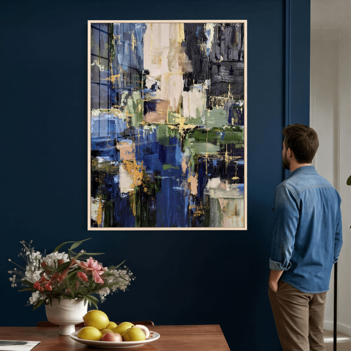 69517274-MGV-CV-24X36 - Abstract Dark Blue Wall Art Canvas Print