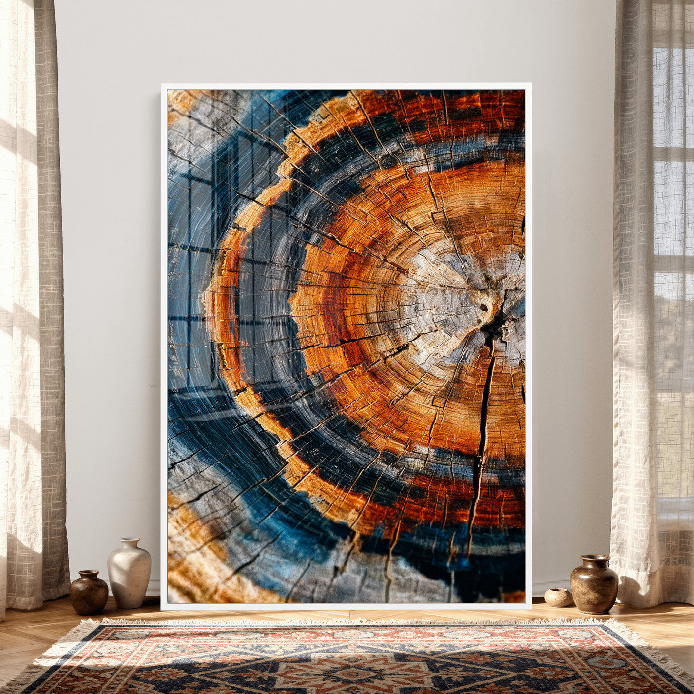 92693966C-MGV-CV-24X36 - Abstract Wood Grain Canvas Print, Tree Ring Pattern Wall Art, Framed Canvas Ready to Hang