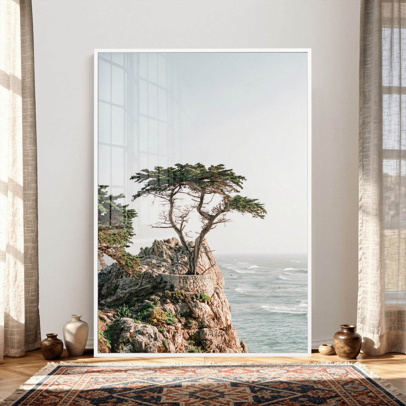 68839391-MGV-CV-24X36 - Lone Cypress Canvas Wall Art, Pebble Beach California Photography Print, Coastal Tree Ocean Decor, Monterey Nature Art, Minimalist Wall Art