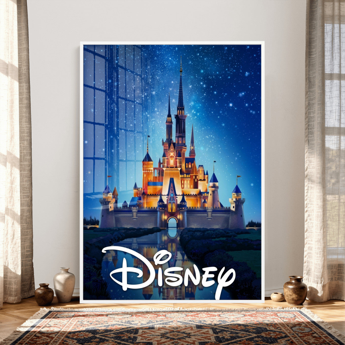 79435DS-MGV-CV-24X36 - Disney Castle Wall Art – Framed Magic Kingdom Canvas Artwork, Fairytale Design, Kids Room Fantasy Decor for Home, Office