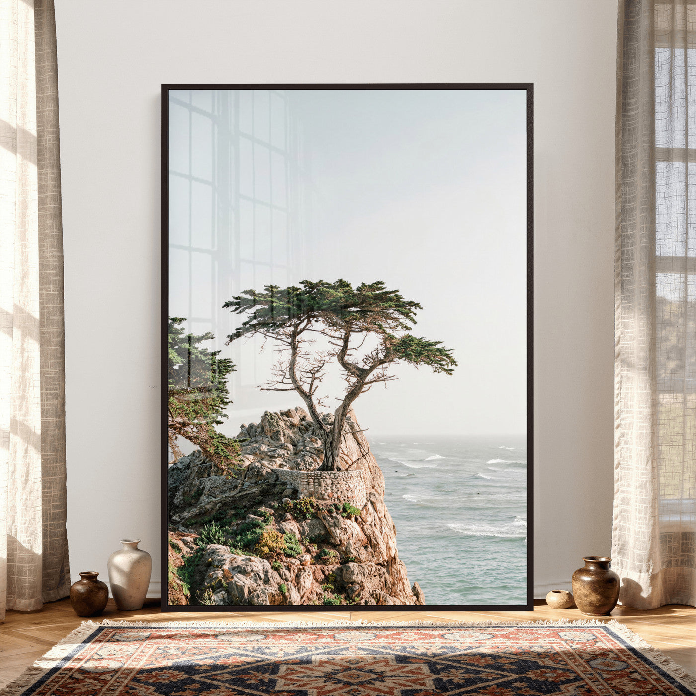 68839391-MGV-CV-24X36 - Lone Cypress Canvas Wall Art, Pebble Beach California Photography Print, Coastal Tree Ocean Decor, Monterey Nature Art, Minimalist Wall Art