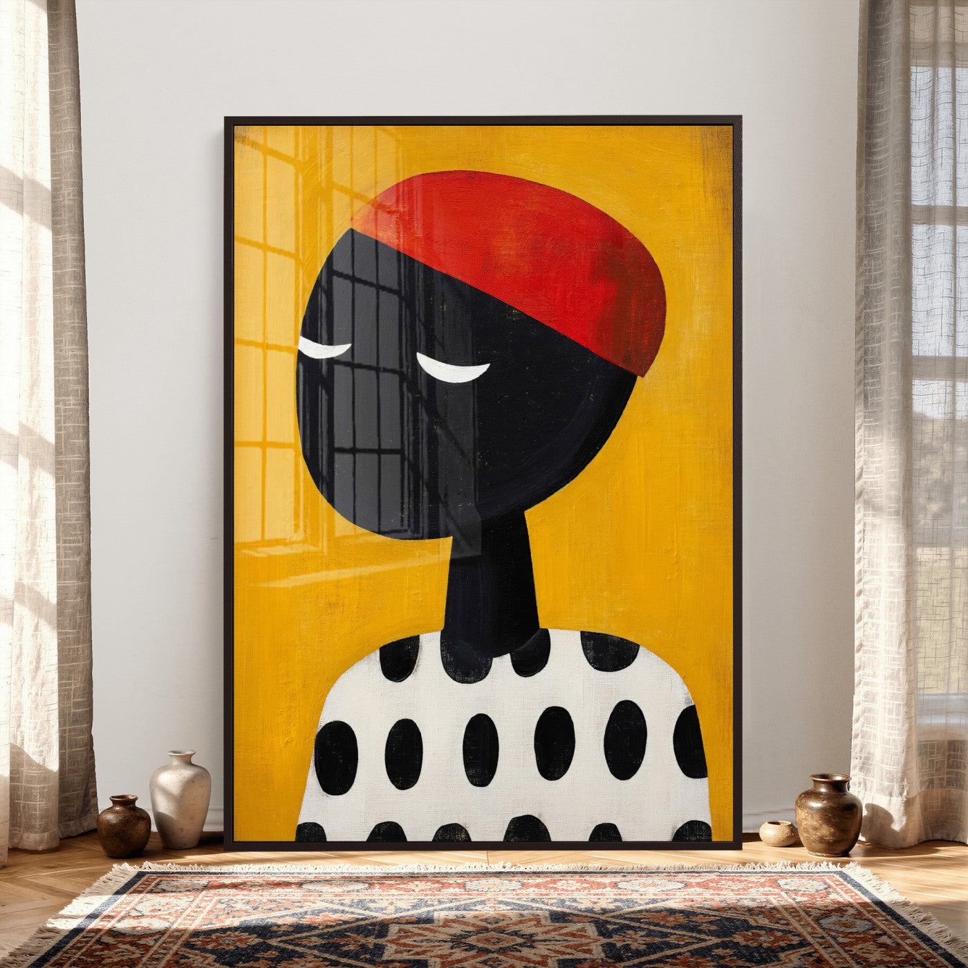 89224103-MGV-CV-24X36 - Abstract Portrait Wall Art Canvas Print, Framed Modern Figurative Artwork, Minimalist Contemporary Statement Wall Decor