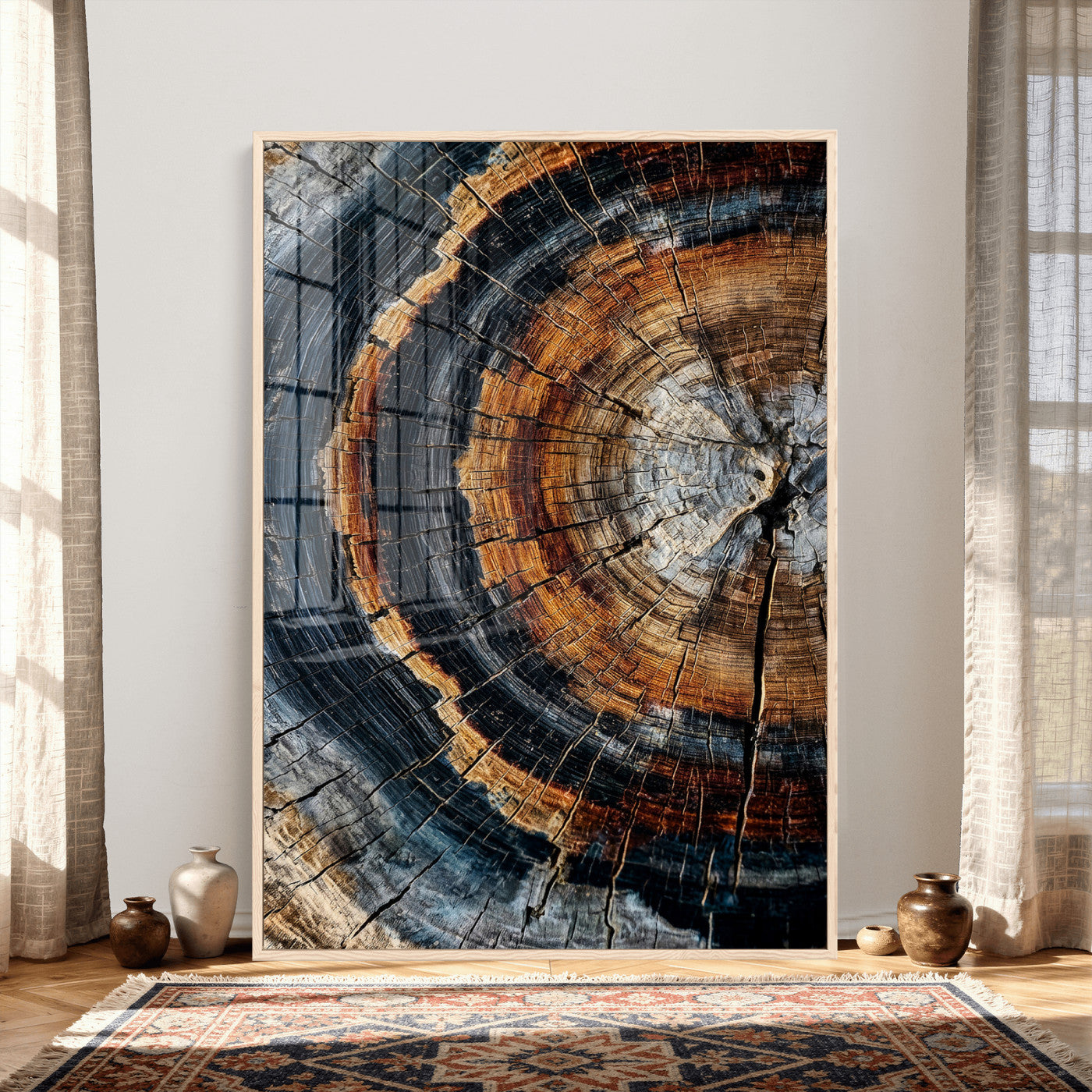 92693966B-MGV-CV-24X36 - Abstract Wood Grain Canvas Print, Tree Ring Pattern Wall Art, Framed Canvas Ready to Hang