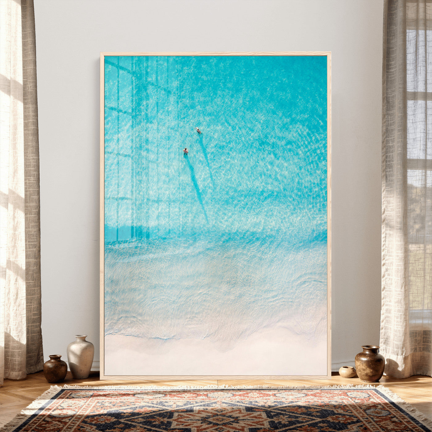 10632757-MGV-CV-24X36 - Aerial Turquoise Beach Wall Art Canvas Print – Minimal Coastal Ocean Photography Artwork Print for Living Room, Bedroom, and Modern Home Decor