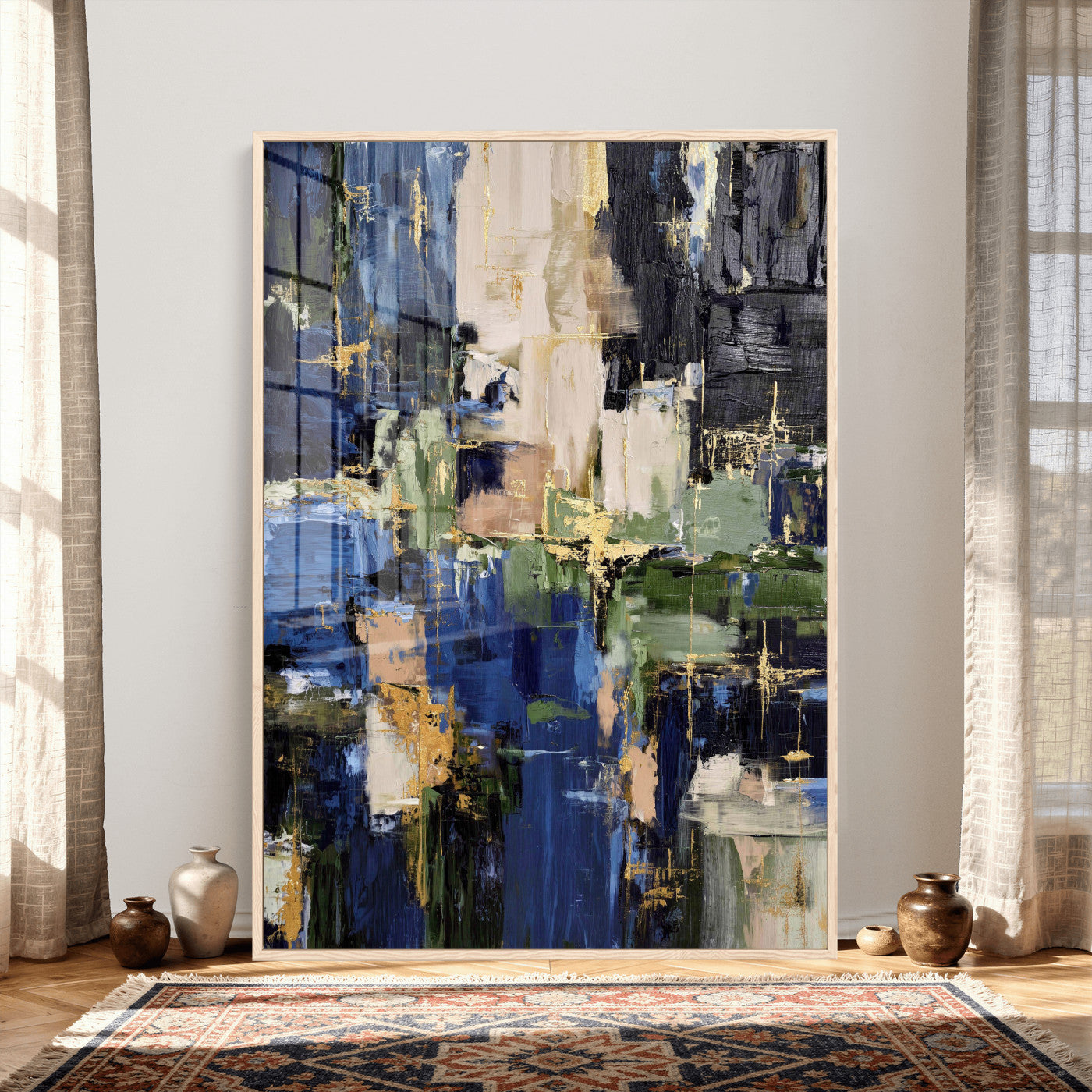 69517274-MGV-CV-24X36 - Abstract Dark Blue Wall Art Canvas Print