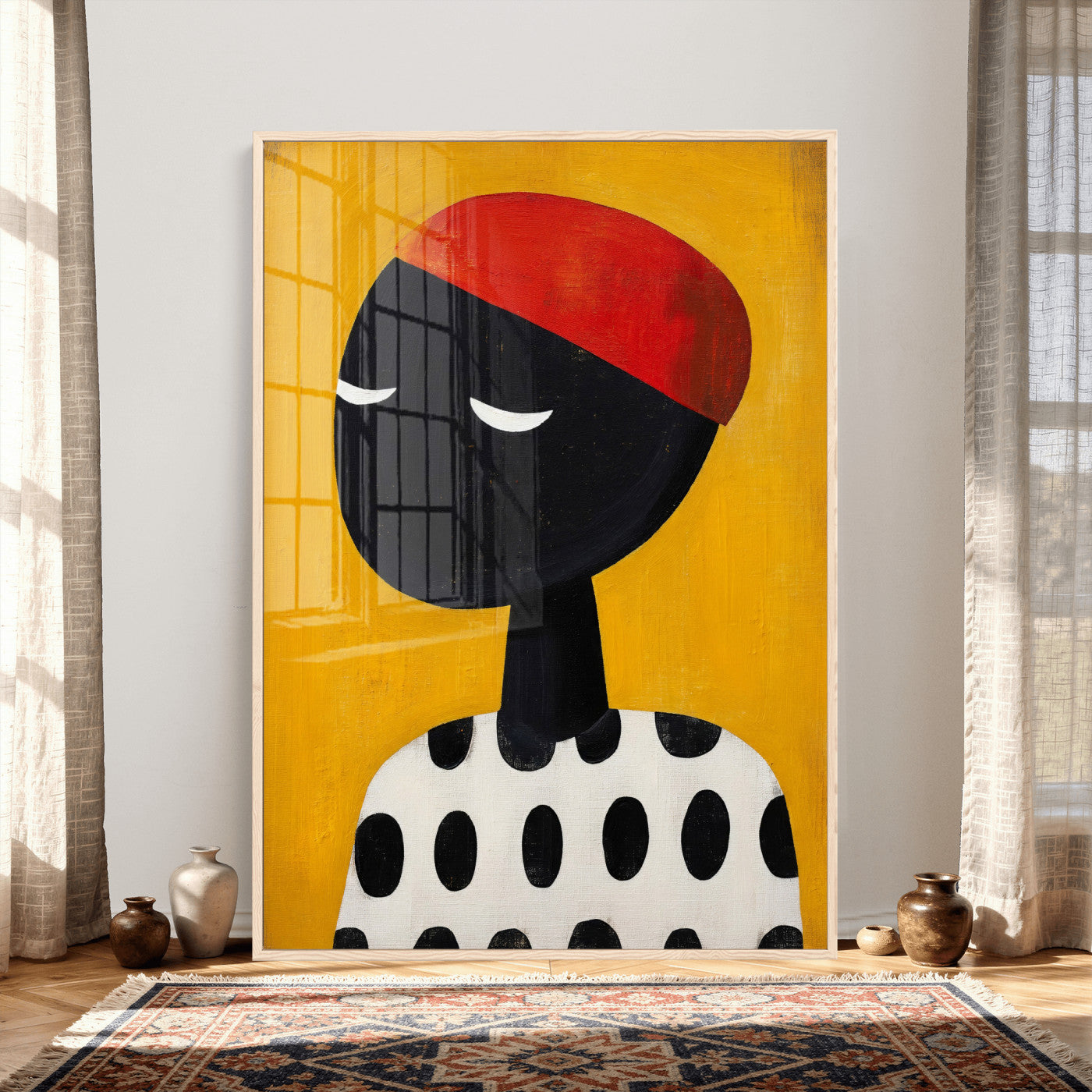89224103-MGV-CV-24X36 - Abstract Portrait Wall Art Canvas Print, Framed Modern Figurative Artwork, Minimalist Contemporary Statement Wall Decor