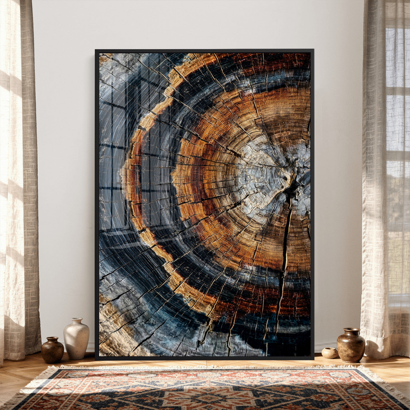 92693966B-MGV-CV-24X36 - Abstract Wood Grain Canvas Print, Tree Ring Pattern Wall Art, Framed Canvas Ready to Hang
