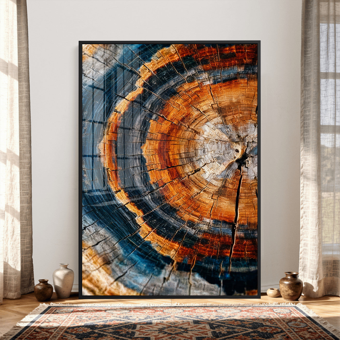 92693966C-MGV-CV-24X36 - Abstract Wood Grain Canvas Print, Tree Ring Pattern Wall Art, Framed Canvas Ready to Hang