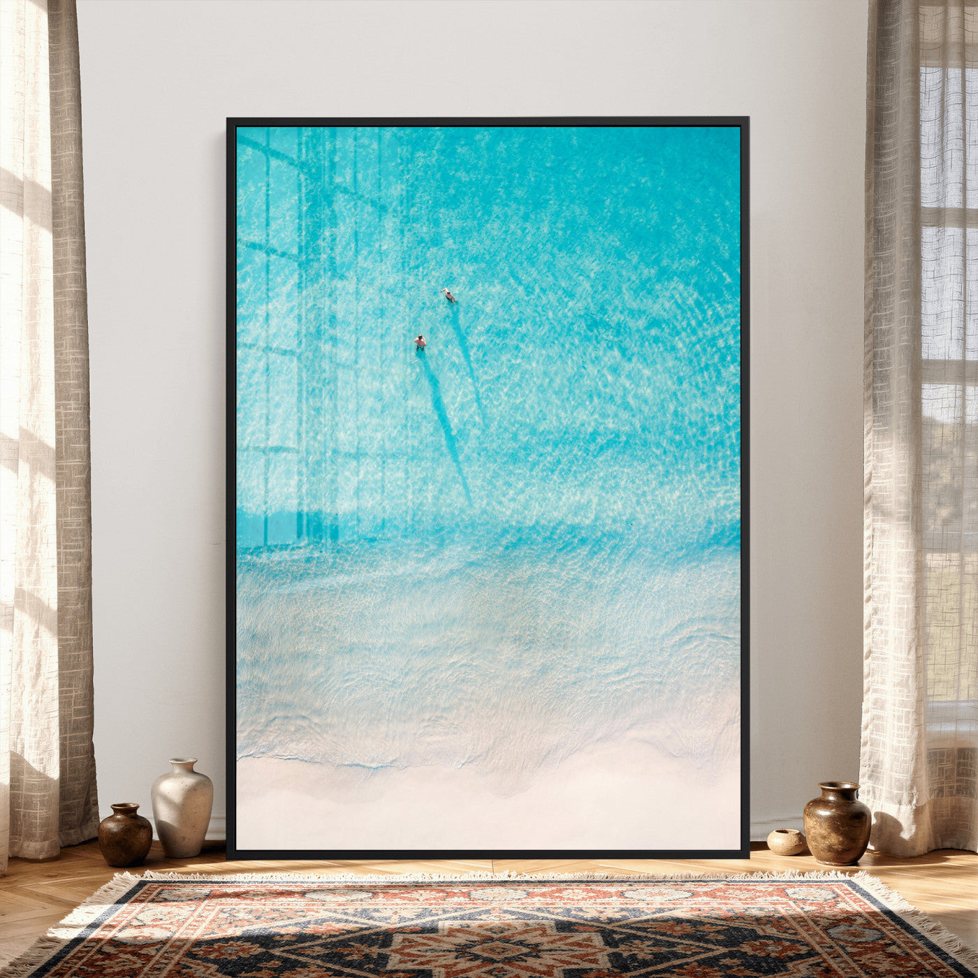 10632757-MGV-CV-24X36 - Aerial Turquoise Beach Wall Art Canvas Print – Minimal Coastal Ocean Photography Artwork Print for Living Room, Bedroom, and Modern Home Decor