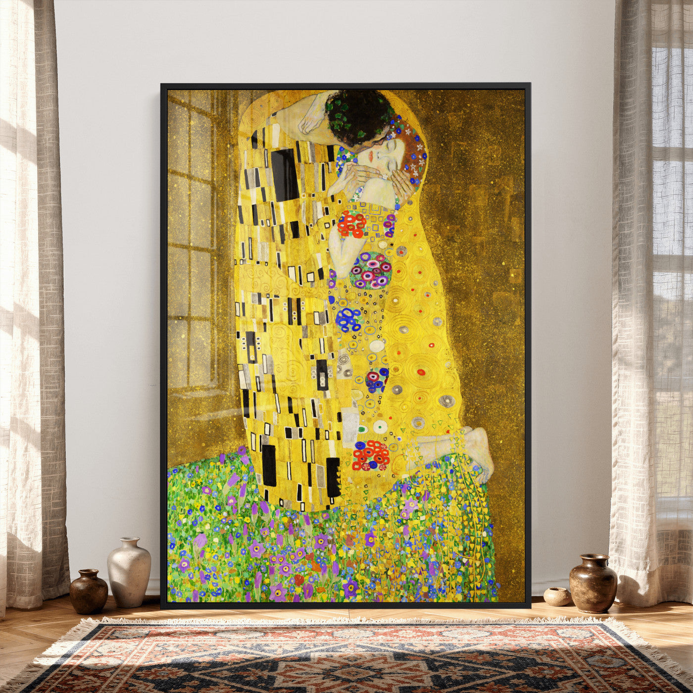 77323081-MGV-CV-24X36 - The Kiss Wall Art Canvas Print – Gustav Klimt Inspired Gold Art Nouveau Painting