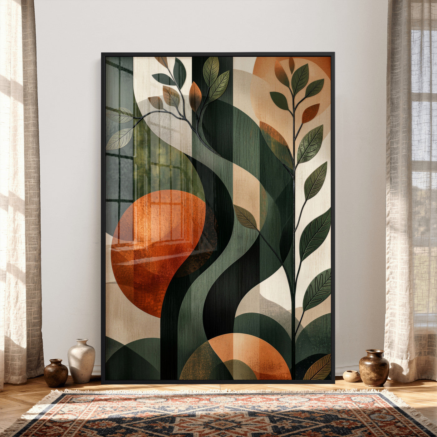 82797335-MGV-CV-24X36 - Abstract Green Flowers Wall Art Canvas Print