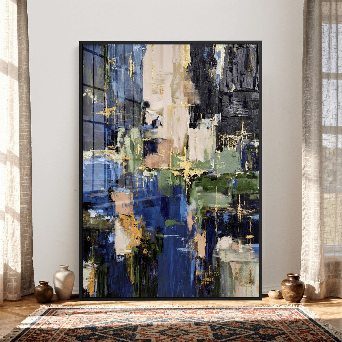 69517274-MGV-CV-24X36 - Abstract Dark Blue Wall Art Canvas Print
