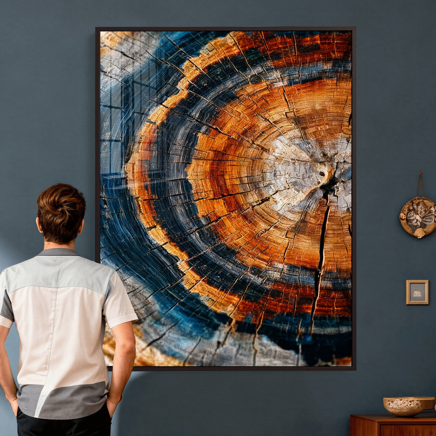 92693966C-MGV-CV-24X36 - Abstract Wood Grain Canvas Print, Tree Ring Pattern Wall Art, Framed Canvas Ready to Hang