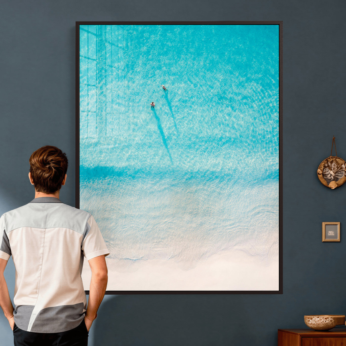 10632757-MGV-CV-24X36 - Aerial Turquoise Beach Wall Art Canvas Print – Minimal Coastal Ocean Photography Artwork Print for Living Room, Bedroom, and Modern Home Decor