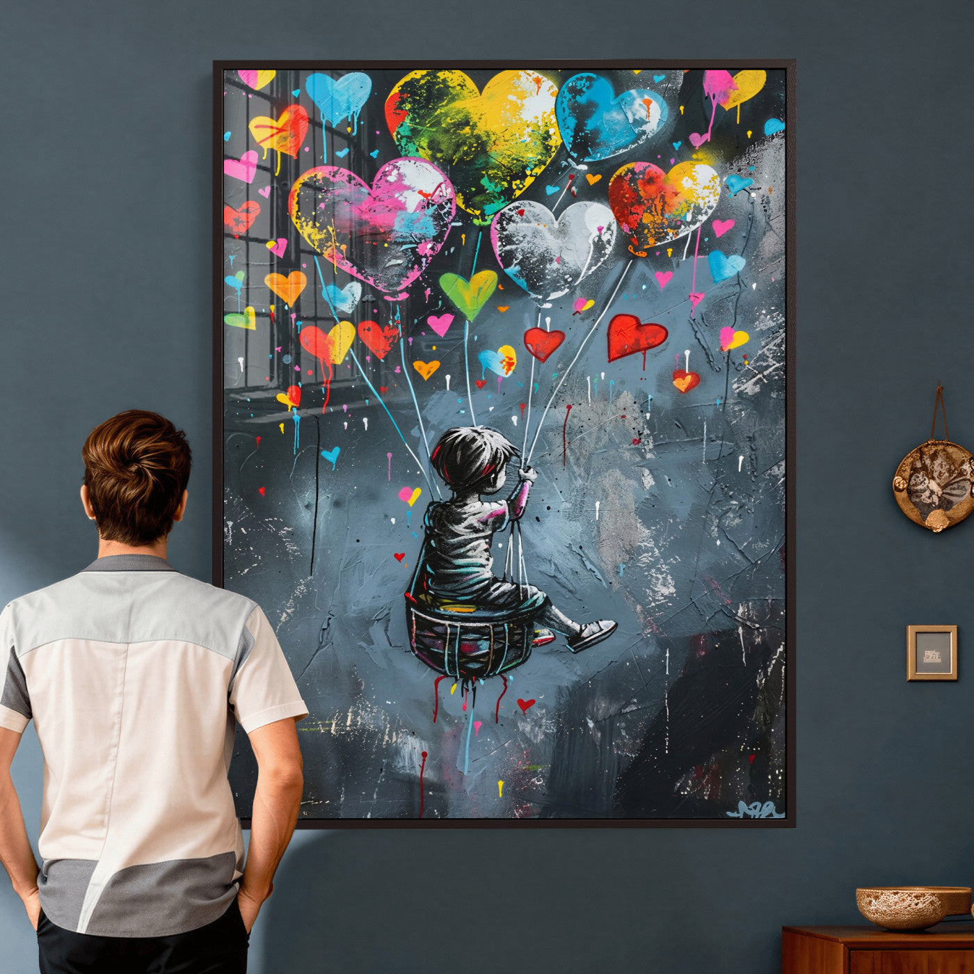 3812625445543-MGV-CV-24X36 - Banksy Balloon Canvas,Banksy Grafitti Art, Balloon Poster, Banksy Art, Wall Art Canvas Design, Ready To Hang Decoration,Wall Art