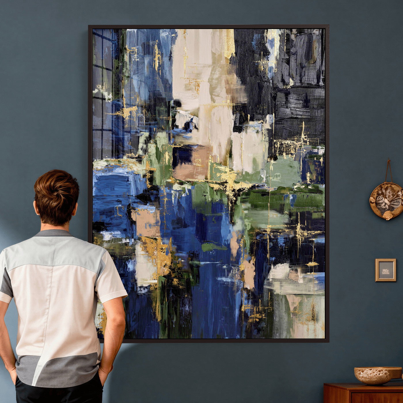 69517274-MGV-CV-24X36 - Abstract Dark Blue Wall Art Canvas Print