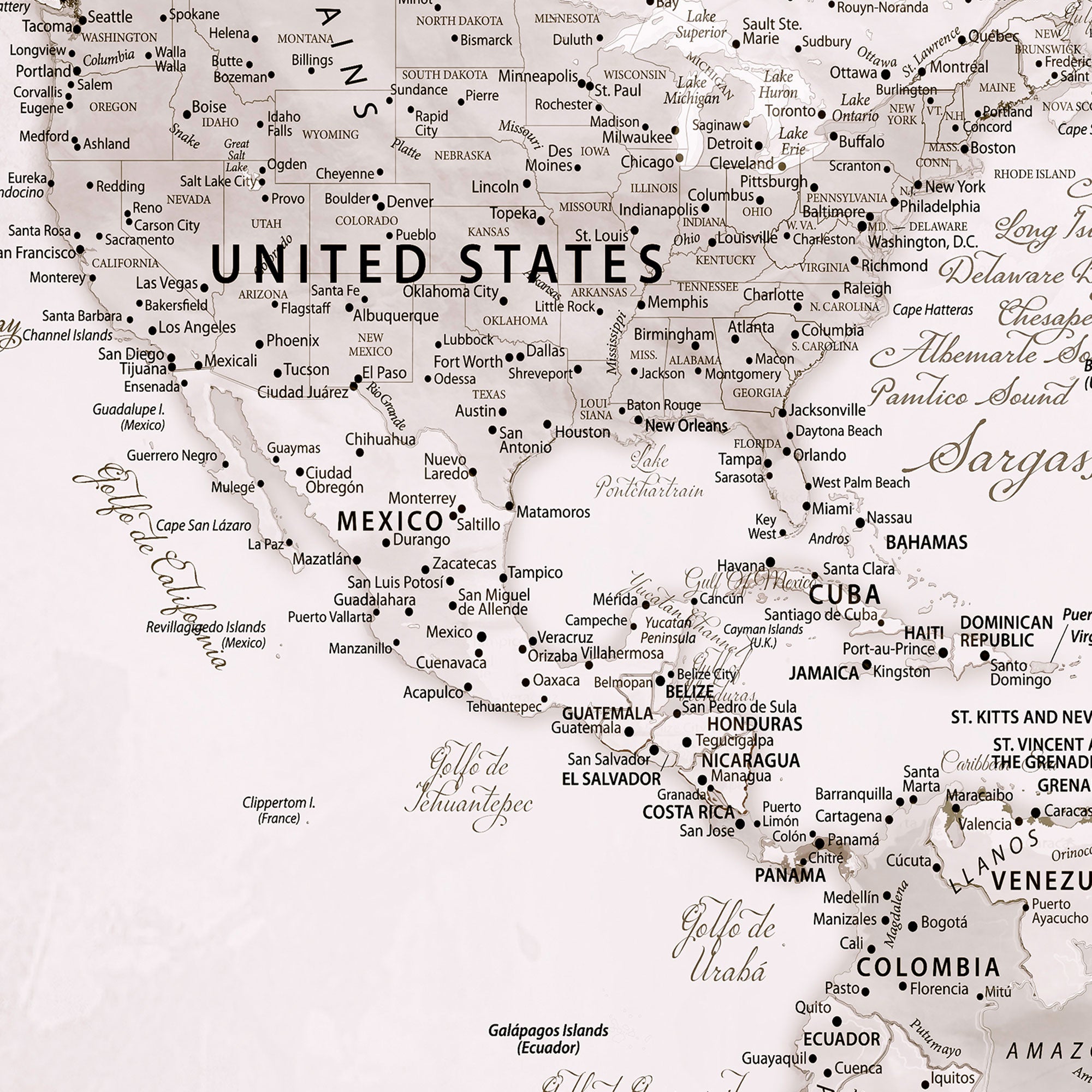 55881143-MGV-CV-36X24-Customize Large Push Pin World Map Wall Art Canvas Print – Personalized Travel Map with Foam Pins Framed for home, office