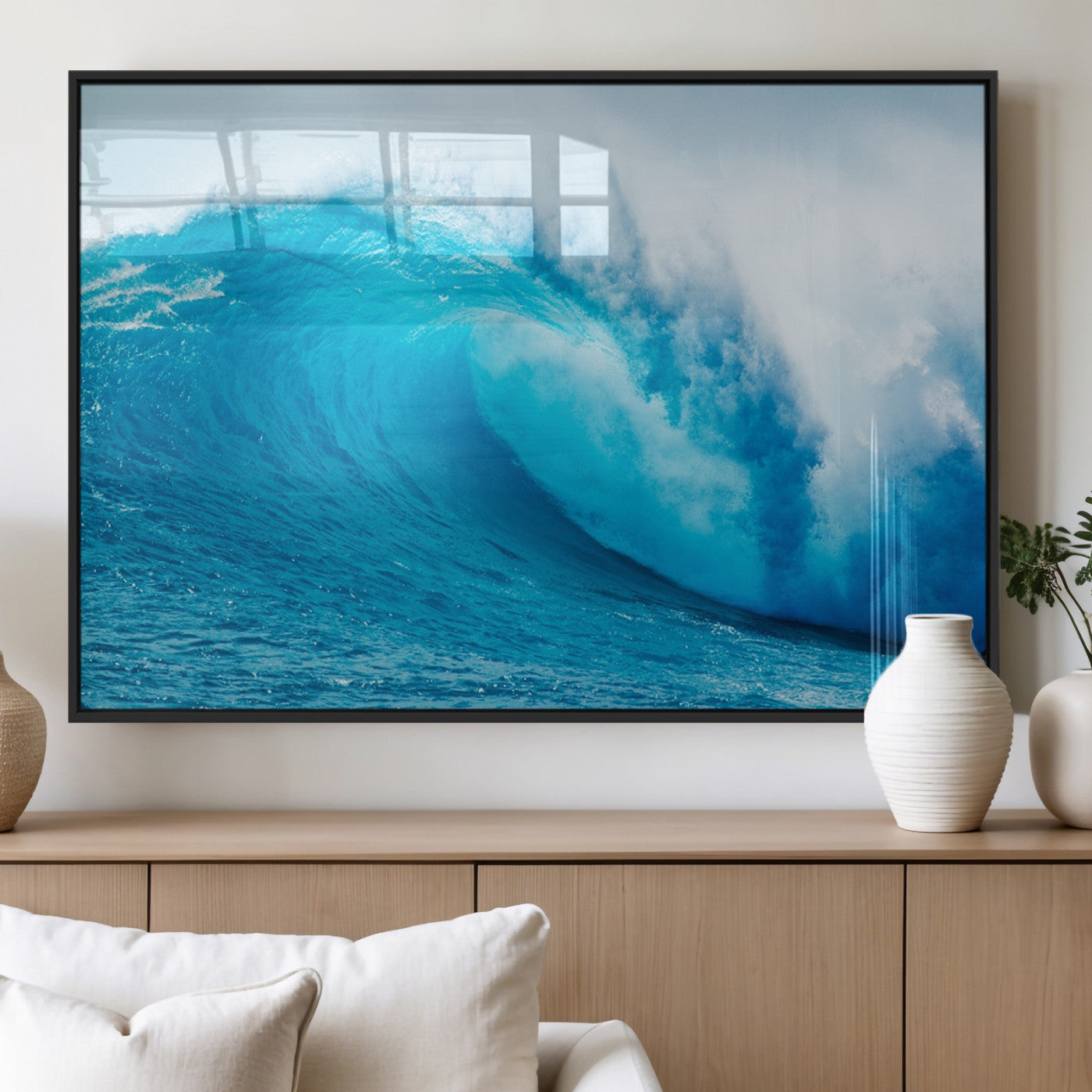 13117-MGV-FP-36X24-3P_Black-Big Ocean Surfing Wave Wall Art Canvas Print