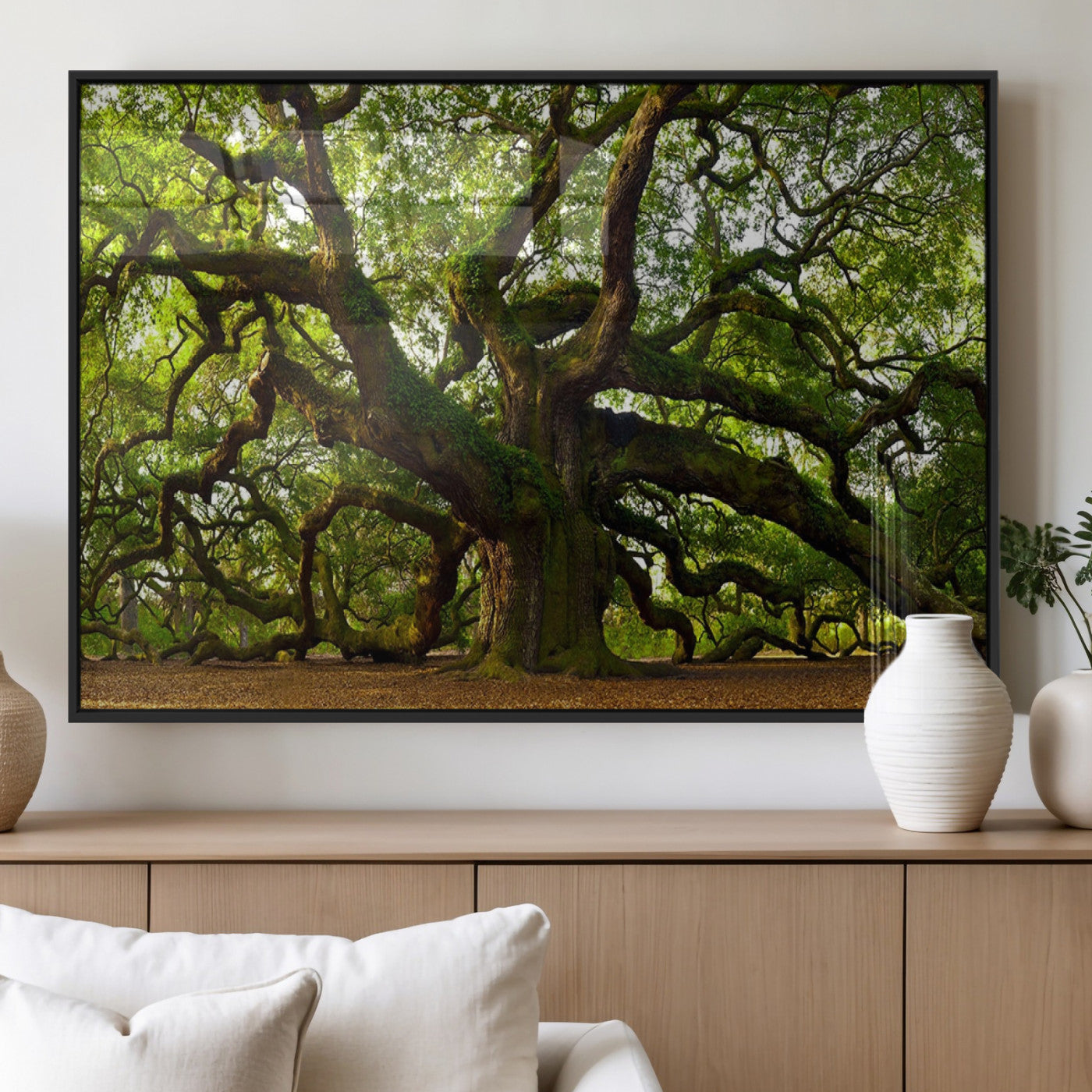 29407-MGV-FP-36X24-3P_Black-Angel Oak Tree Wall Art Canvas Print | Forest Tree Nature Photography Print on Canvas | Large