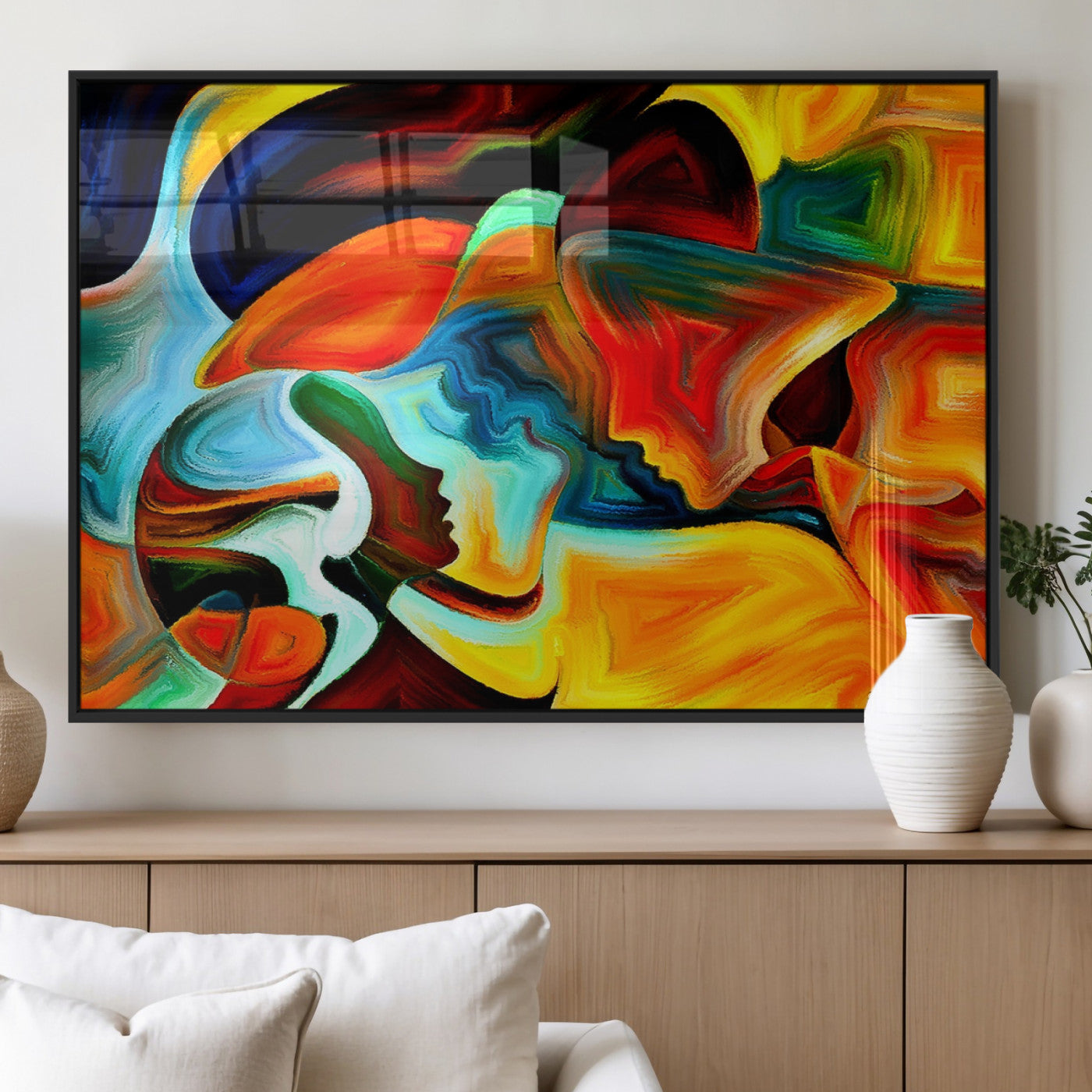 70242-MGV-FP-36X24-3P_Black-Human Love Figures Abstract Wall Art Canvas Print