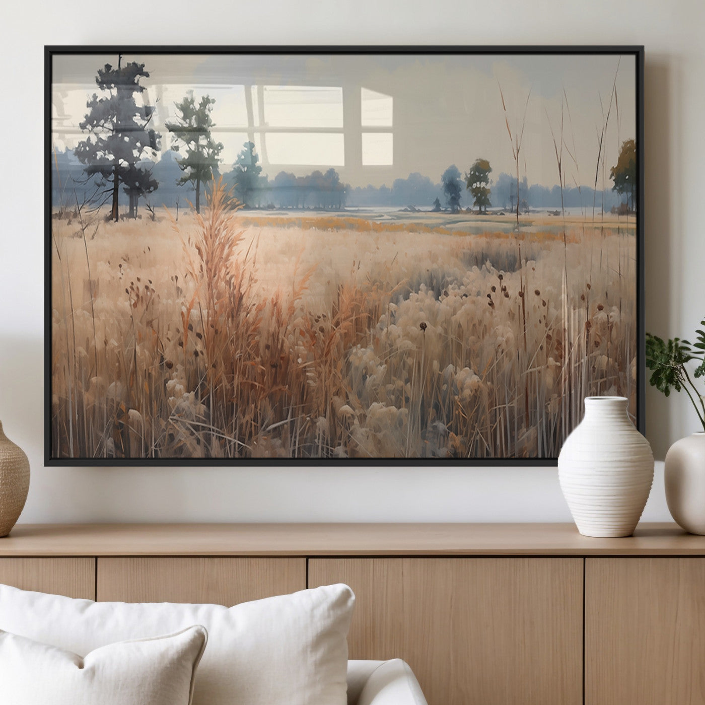 98822-MGV-FP-36X24-3P_Black-Golden Fields Canvas Wall Art Print – Serene Landscape of Nature’s Tranquility in Minimalist Modern