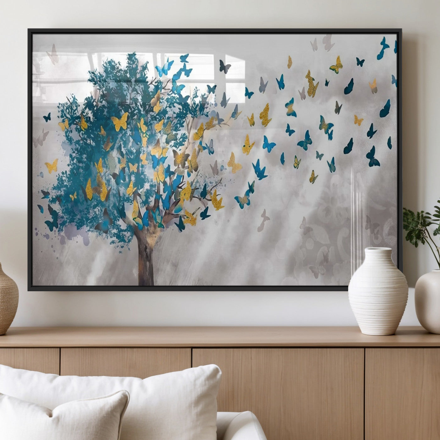 37564-MGV-FP-36X24-3P_Black-Tree Butterfly Abstract Tree and Butterfly Wall Art Canvas Print