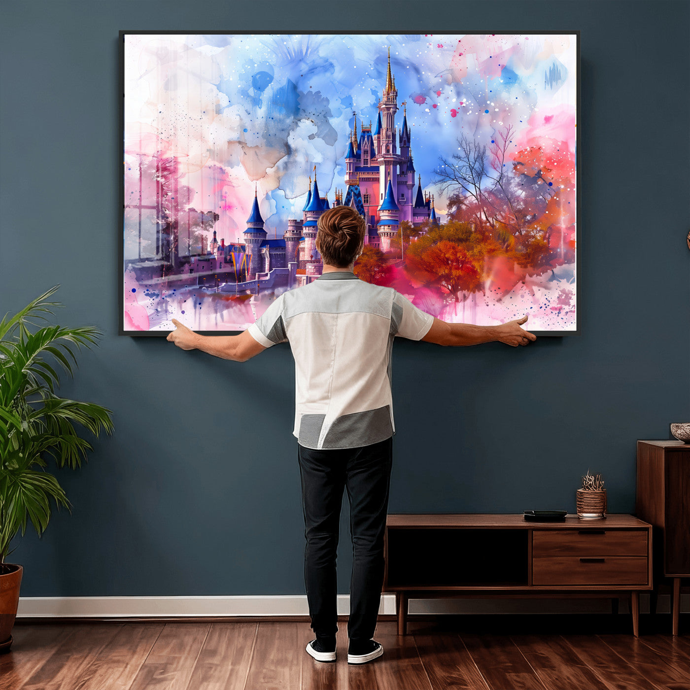 58662-MGV-CV-36X24 - Disney Wall Art: Dreamy Watercolor Cinderella Castle Canvas Print