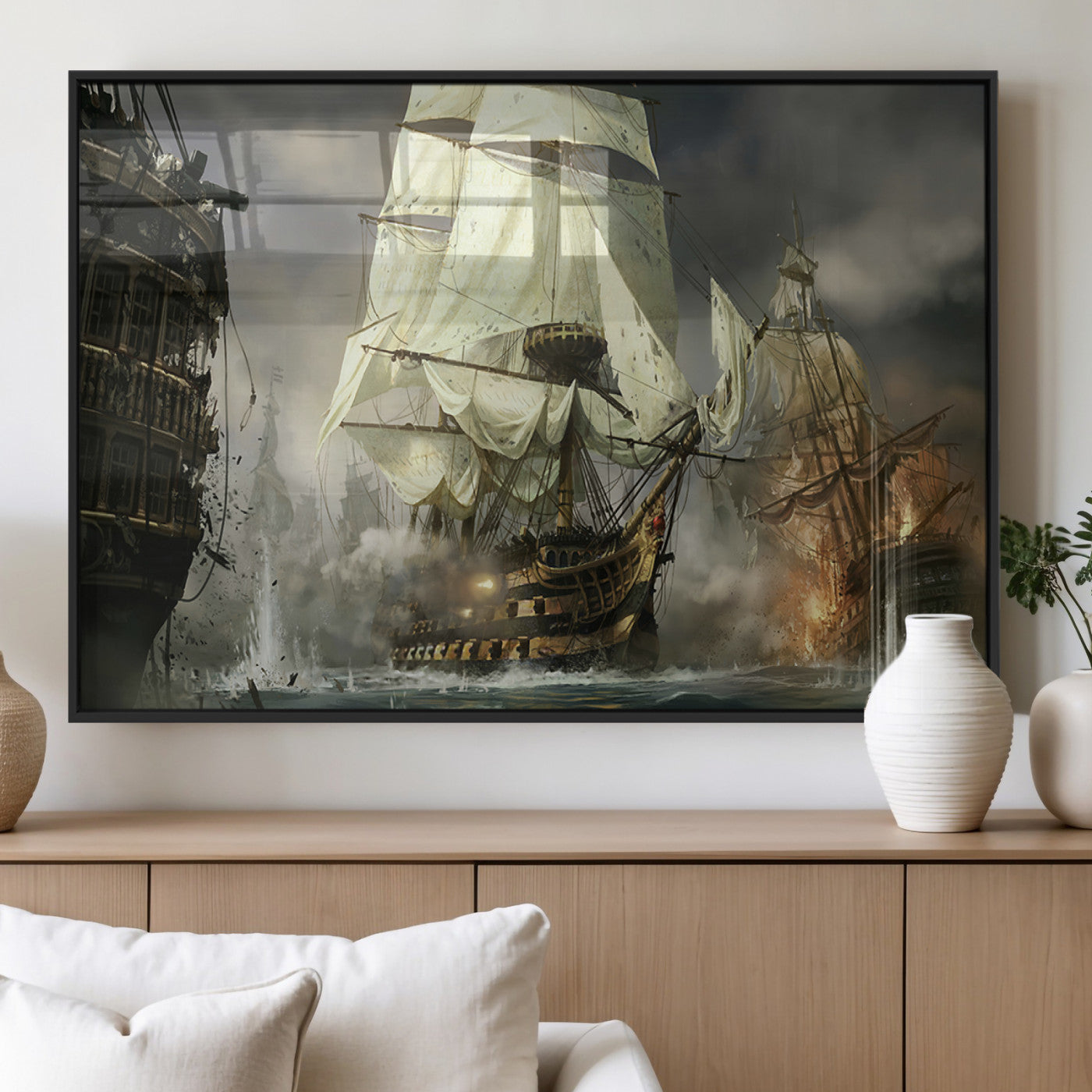 26512-MGV-FP-36X24-3P_Black-Pirate Ship War Wall Art Canvas Print