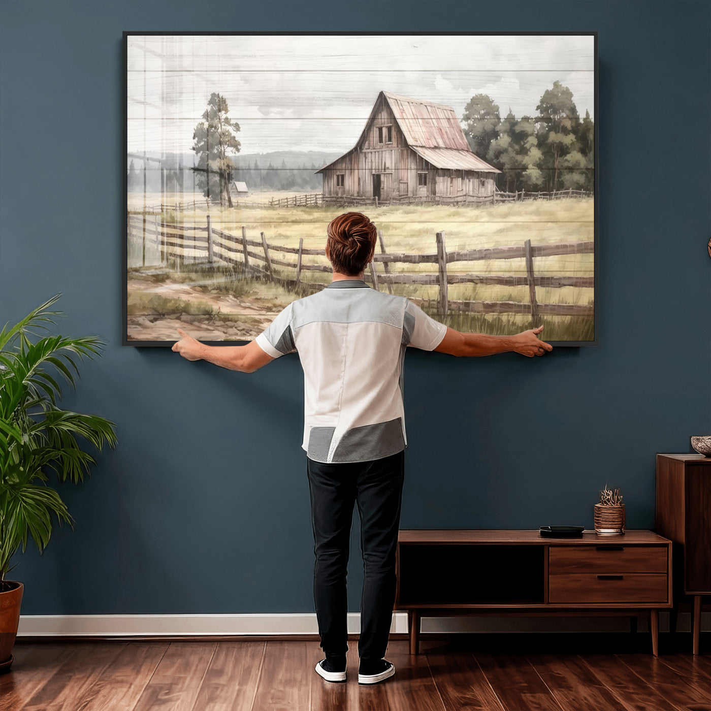 87489-MGV-CV-36X24 - Rustic Farmhouse Barn Wall Art | Framed Gallery Wrap Barn Giclee Canvas Print for Farmhouse Decor