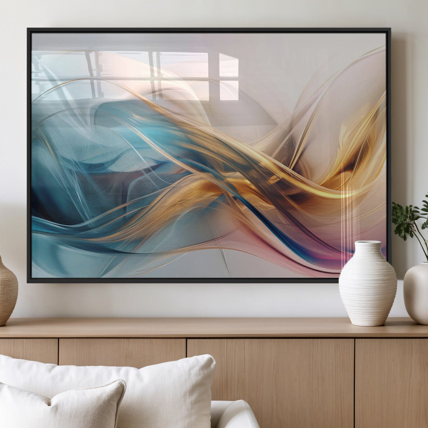 17461-MGV-FP-36X24-3P_Black-Abstract Flowing Colors Wall Art Canvas Print