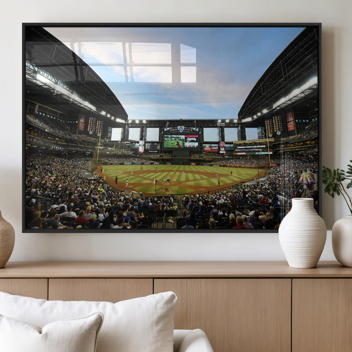 92672-MGV-FP-36X24-3P_Black-Arizona Diamondbacks Team Print - Phoenix Chase Field Stadium Wall Art Canvas Print