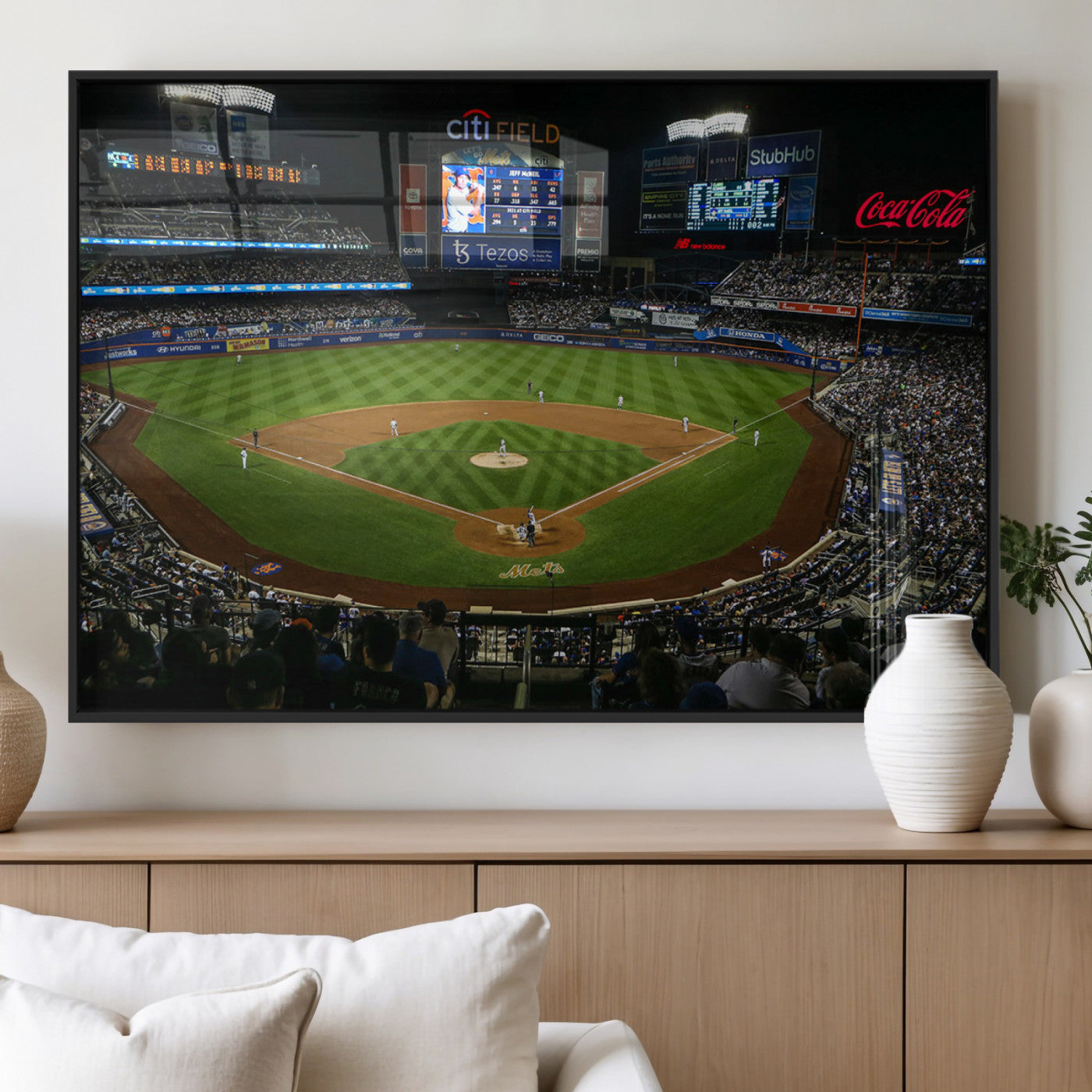 25148-MGV-FP-36X24-3P_Black-Los Angeles Dodgers Baseball Team Print - California Dodger Stadium Wall Art Canvas Print