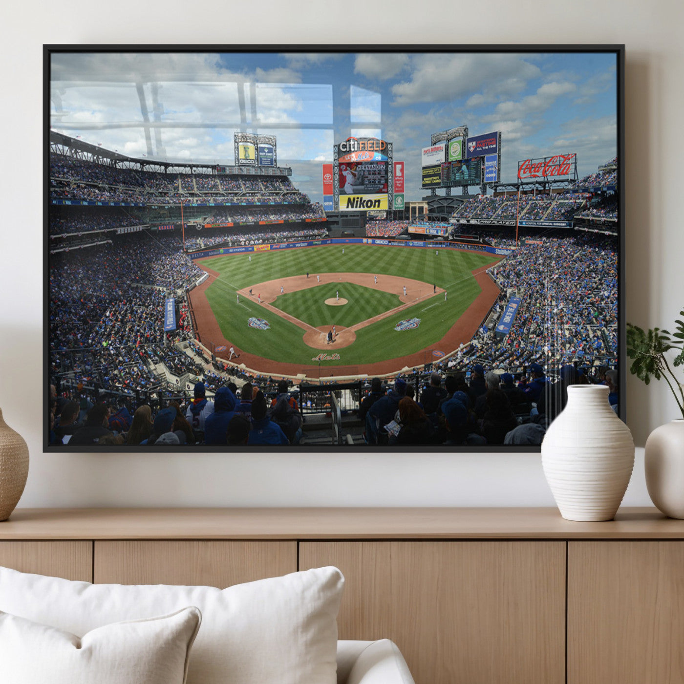 22910-MGV-FP-36X24-3P_Black-New York Mets Baseball Team Print - Citi Field Stadium Wall Art Canvas Print