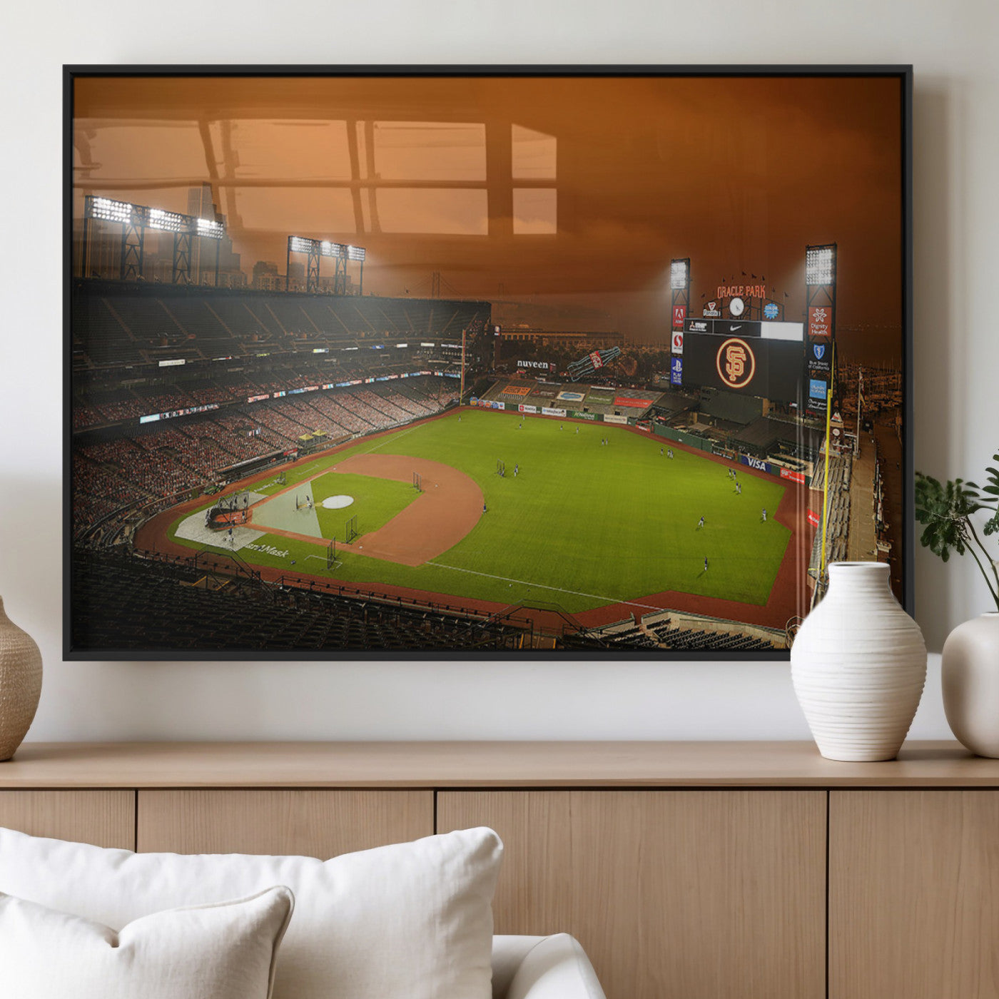 31315-MGV-FP-36X24-3P_Black-San Francisco Giants Baseball Team Print - Oracle Park Stadium Wall Art Canvas Print