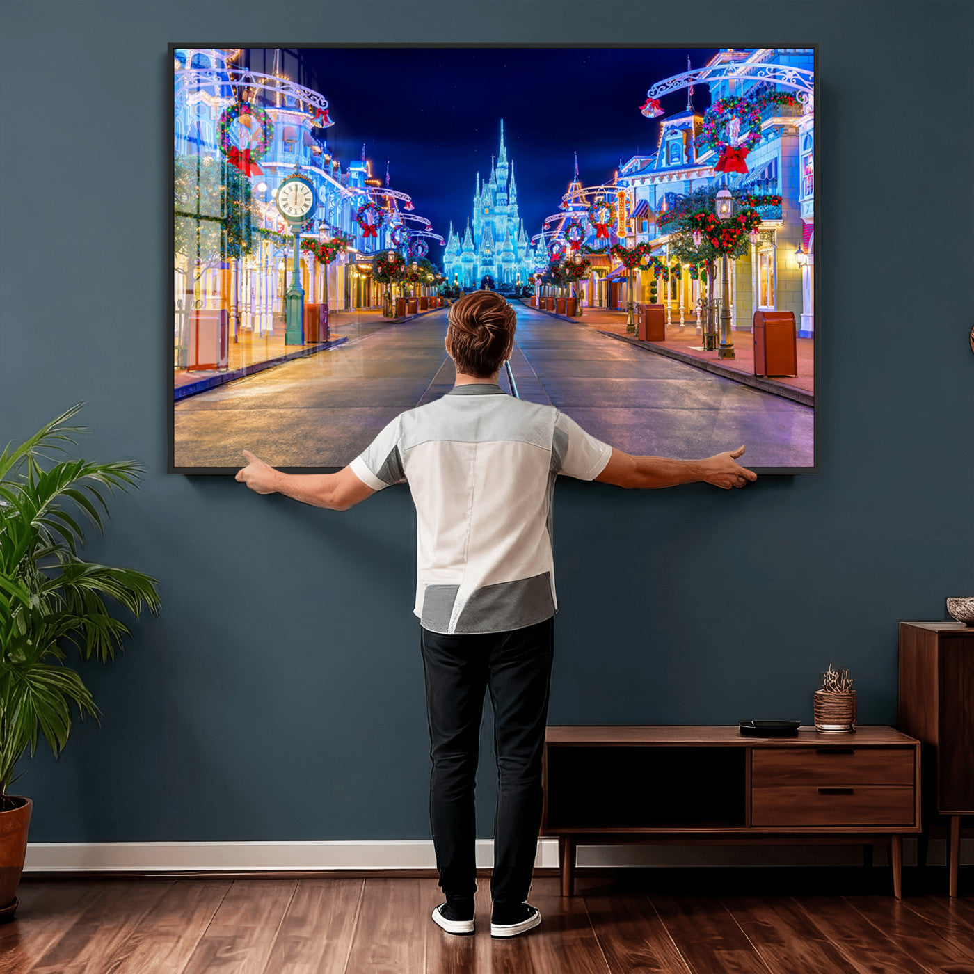 12470-MGV-CV-36X24 - Disney Castle Wall Art – Large Magic Kingdom Canvas Artwork, Fairytale Design, Kids Room Christmas Decor for Home, Office