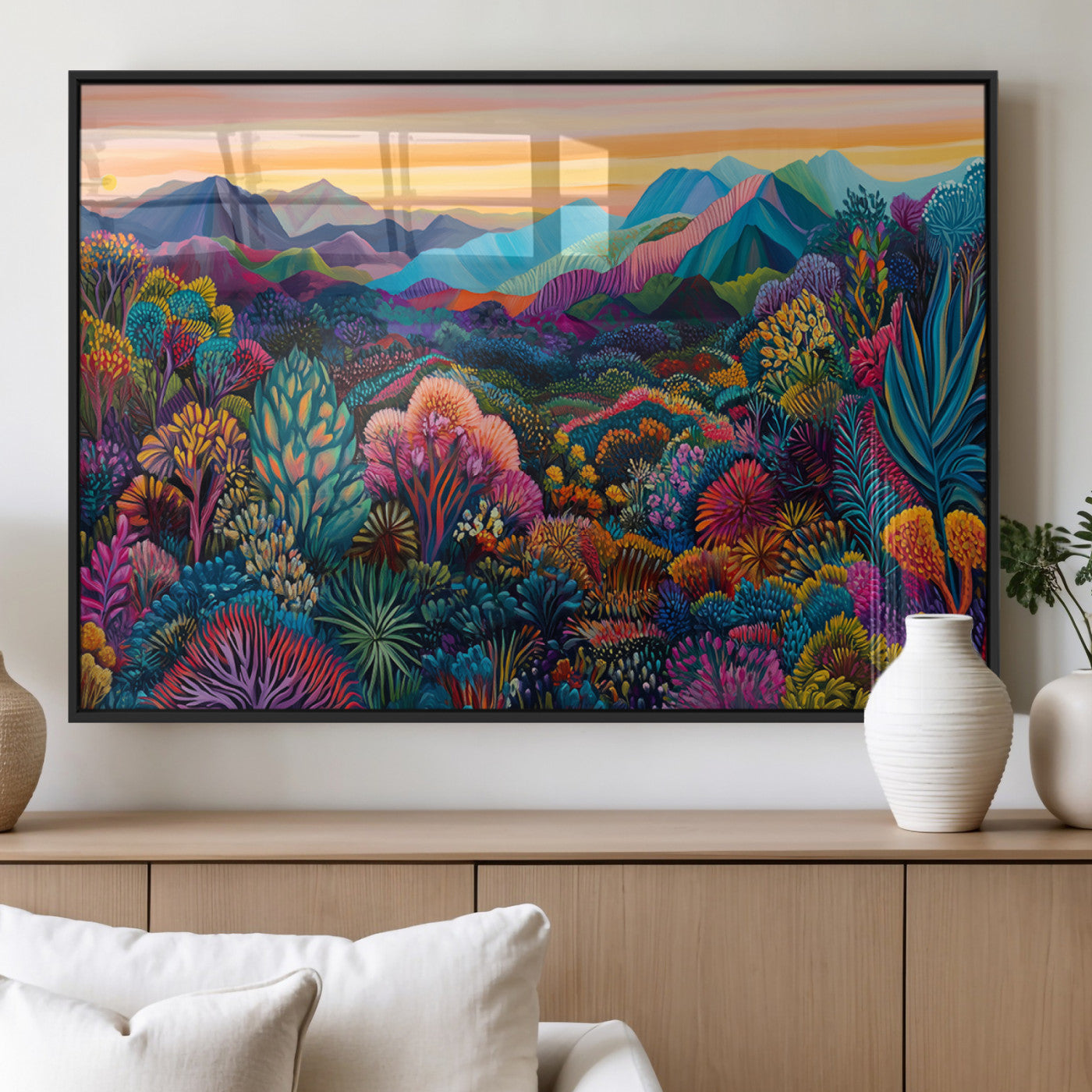63728-MGV-FP-36X24-3P_Black-Colorful Abstract Landscape Wall Art Print Canvas - Vibrant Modern Decor for Living Room, Office, or