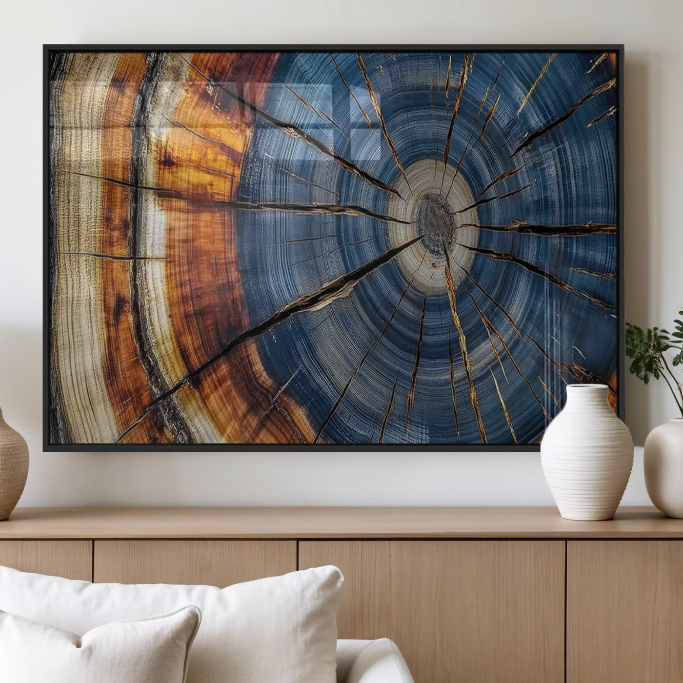 10583-MGV-FP-36X24-3P_Black-Abstract Tree Rings Canvas Wall Art - Wood Grain Canvas Print - Nature-Inspired Modern Wood Grain