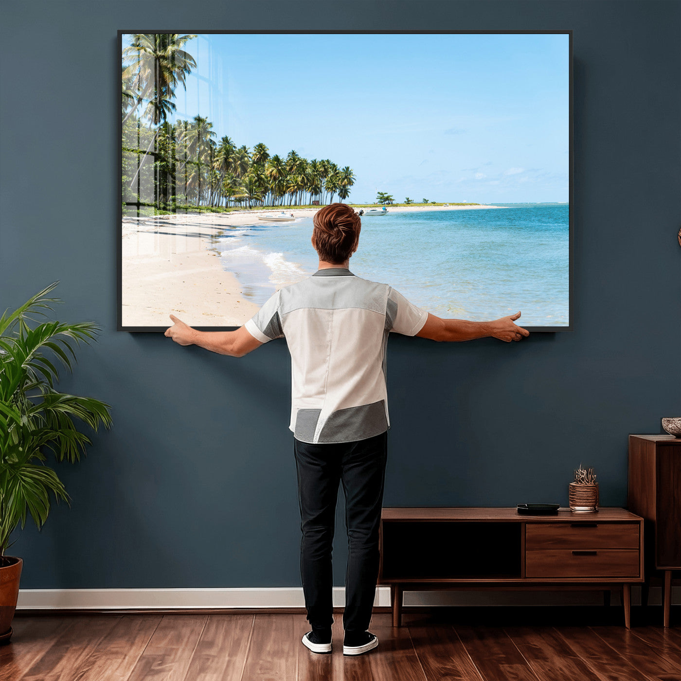 37858872-MGV-CV-36X24 - Palm Tree Paradise Coastal Wall Art – Beach Scene and Ocean Breeze Canvas Print Tranquil Tropical Shore Decor for Living Room, Bedroom or Office