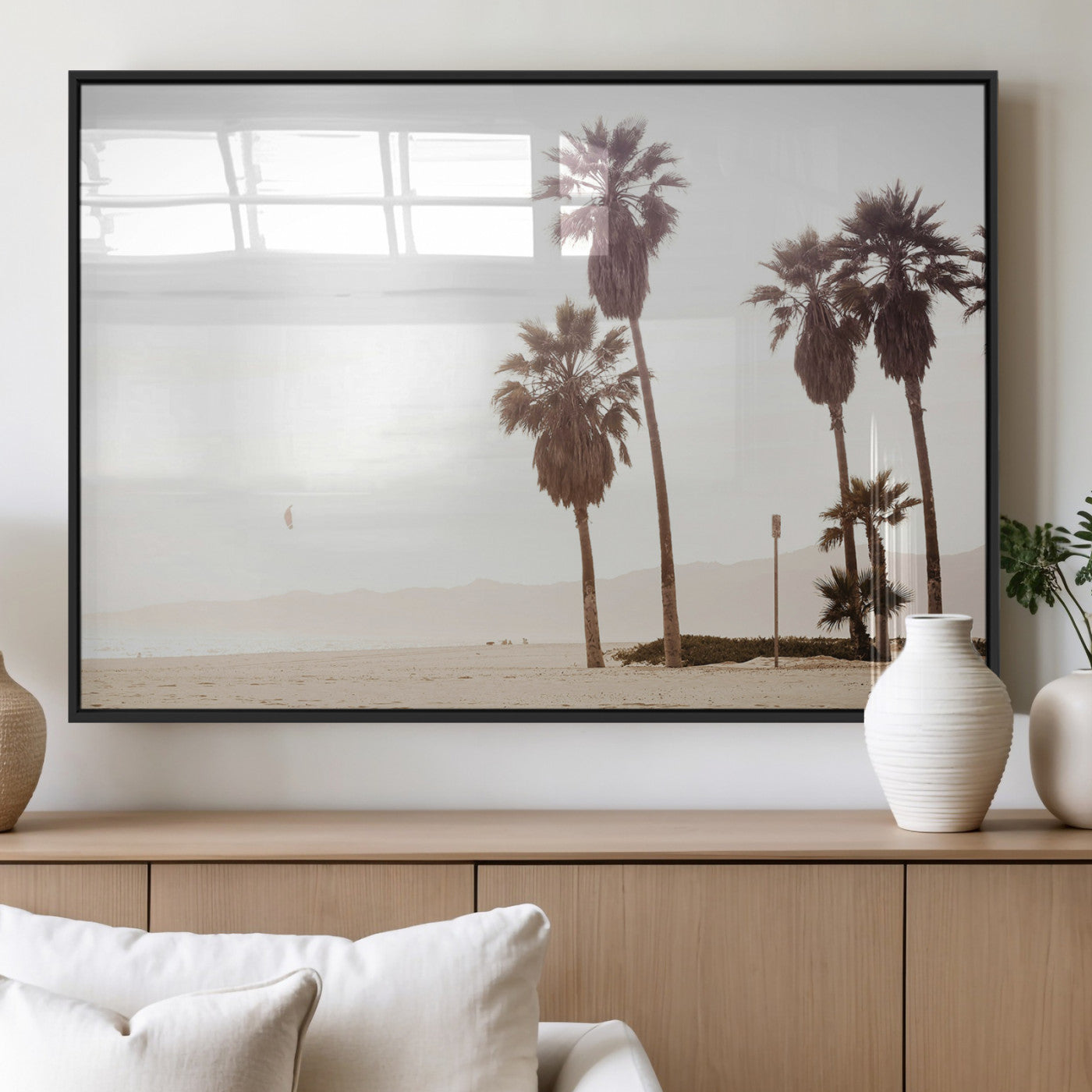 48255923-MGV-FP-36X24-3P_Black-Coastal Light Wall Art Canvas Print – Relaxing Shoreline Minimalist Ocean Tropical Serenity Artwork for Home, Office