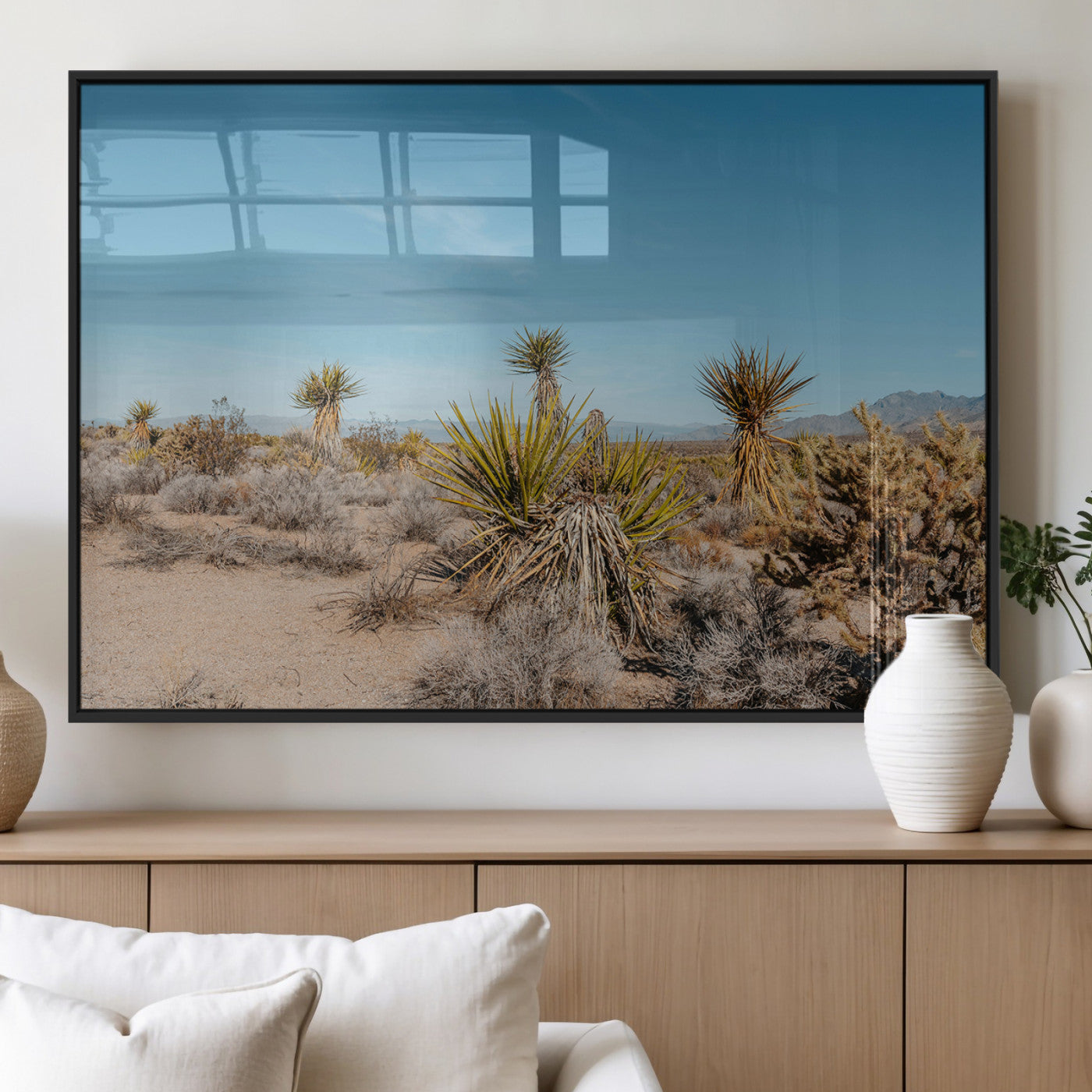 35156165-MGV-FP-36X24-3P_Black-Joshua Tree Wall Art Canvas Print – Framed Desert Landscape Warm Earth Tones Southwestern Minimalist Artwork for Home, Office