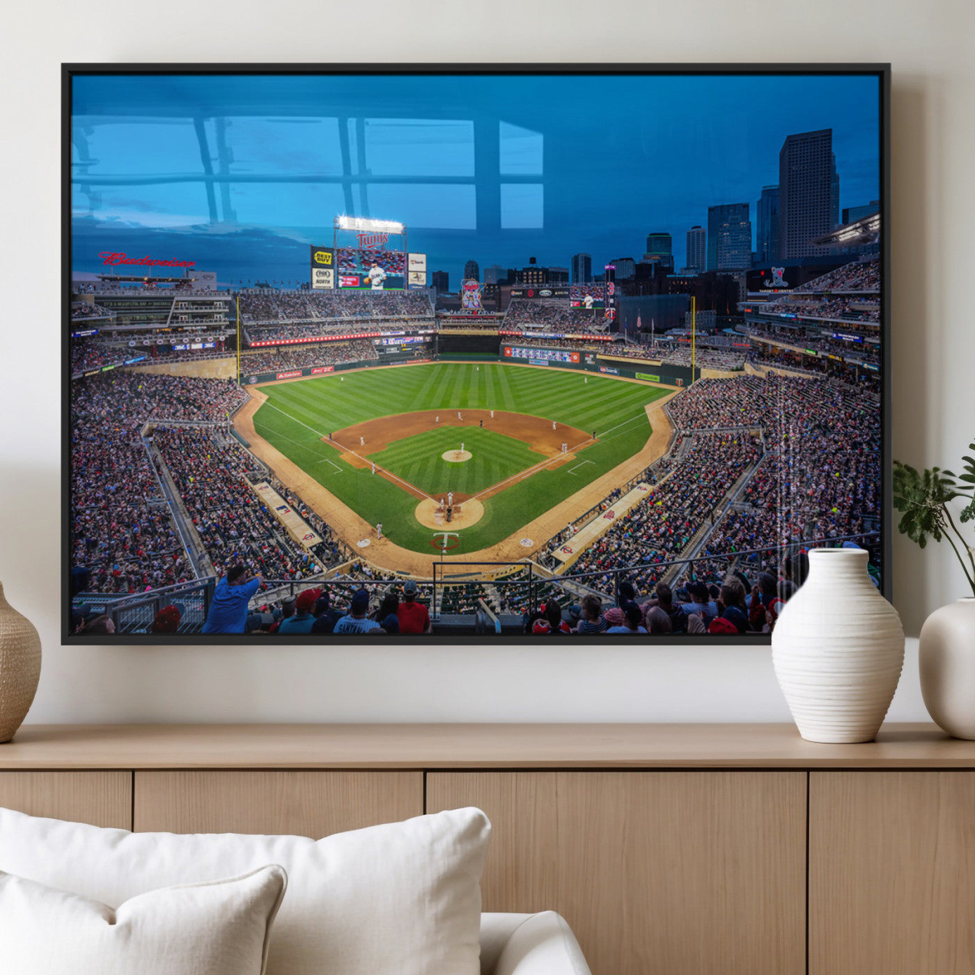 77273035-MGV-FP-36X24-3P_Black-Target Field Stadium Wall Art Canvas Print – Minnesota Twins Baseball Team Iconic Ballpark Scene for home, office