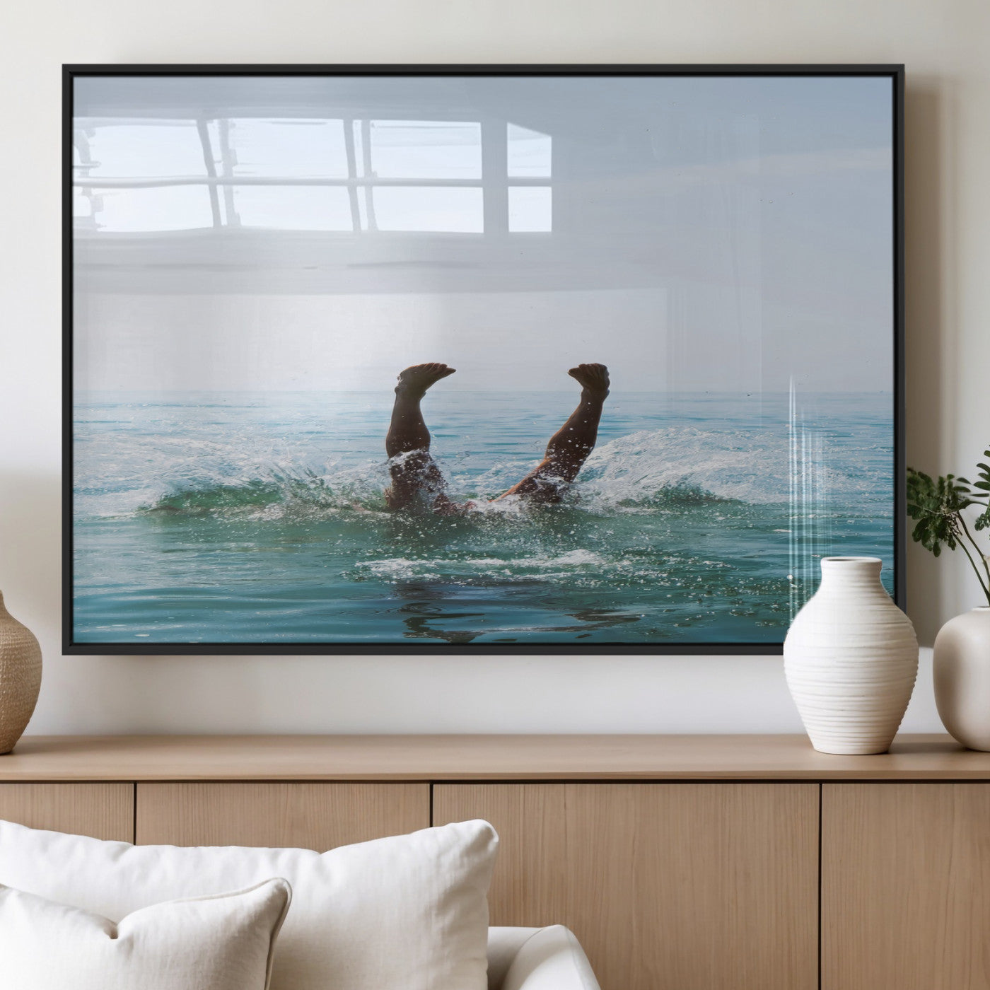 MGV-FP-36X24-3P - Summer Splash Ocean Photography Print, Vibrant Coastal Wall Art, Beach Vibes Decor, Fun Vacation