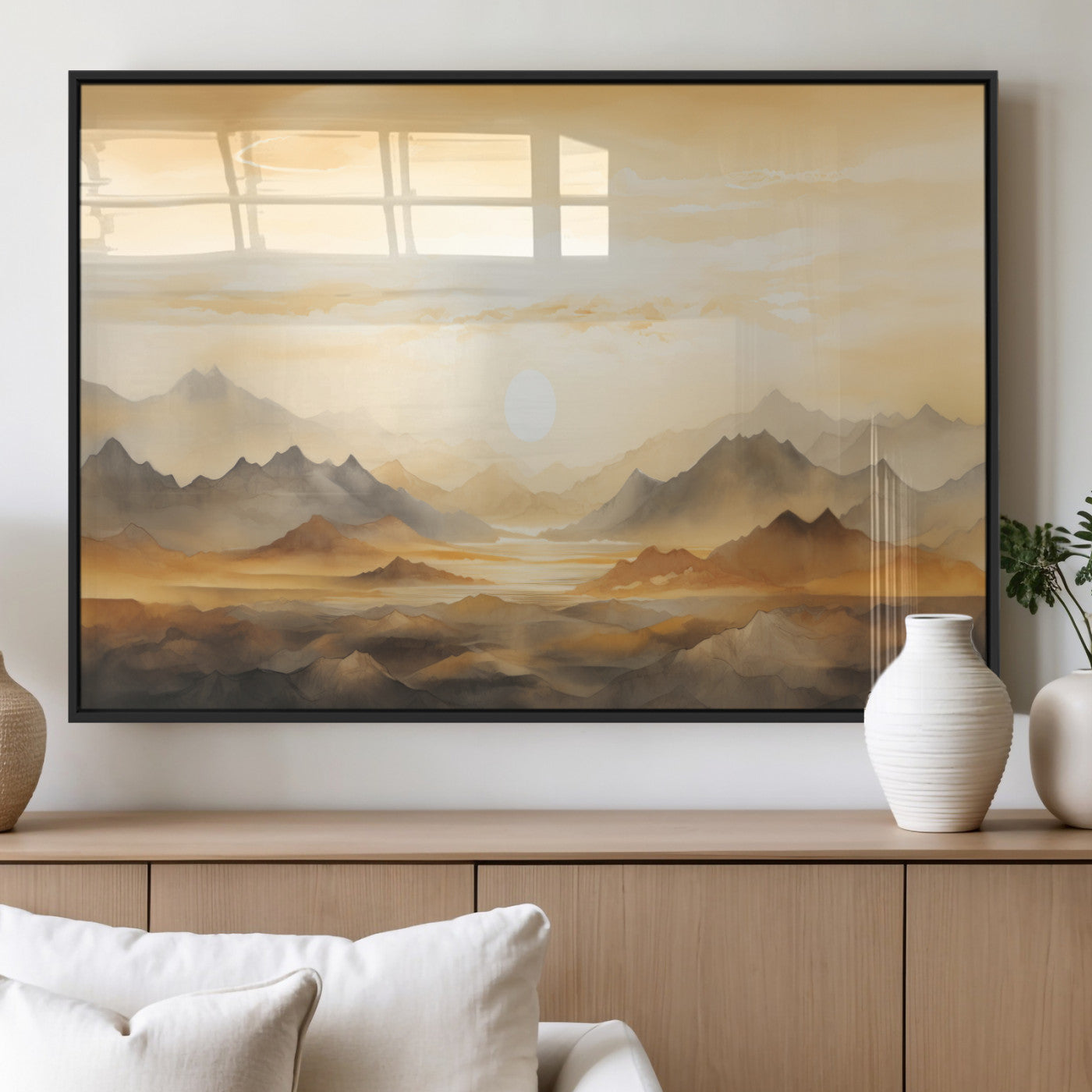 Nihat1-29-MGV-CV-36X24-Sepia Color Abstract Mountain Wall Art Canvas Print